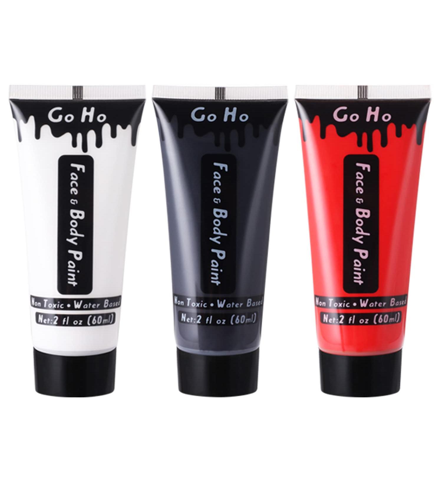 Go Ho Clown White Black Red Face Body Paint (6 oz) - Non-Toxic Water-Based Makeup for Halloween, Cosplay & Dress Up - Buy Online on GoSupps.com