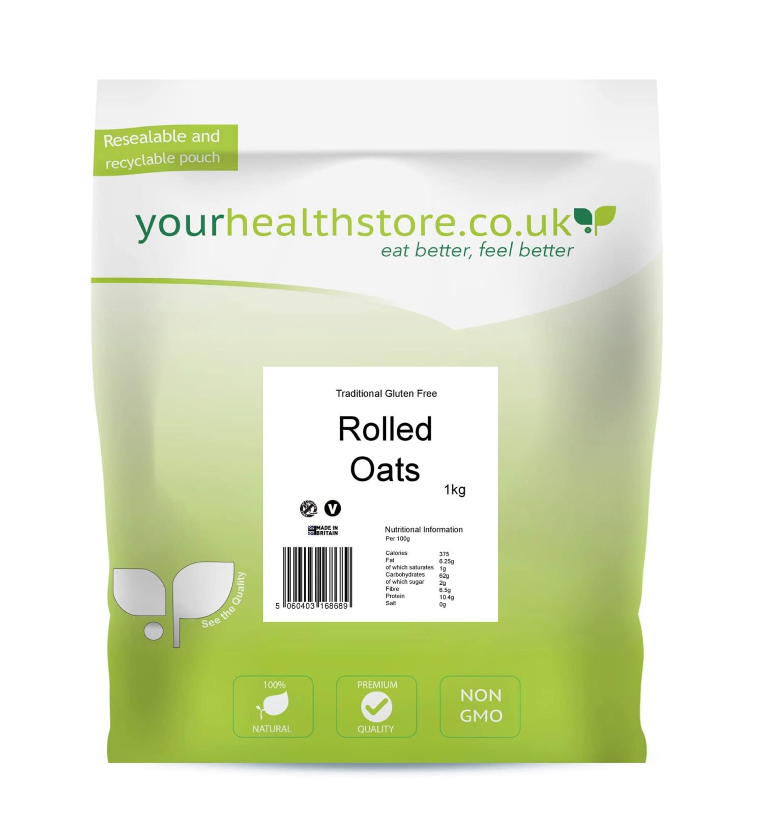 yourhealthstore Traditional Gluten Free Pure Whole Grain Rolled Oats 1kg