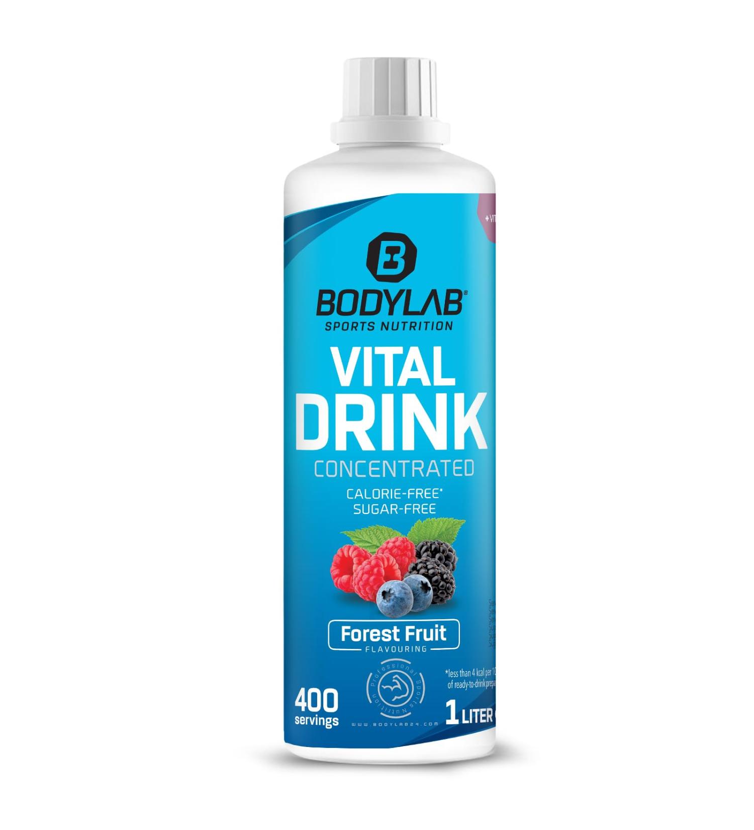 BODYLAB24 Vital Drink Concentrated Waldfruch 1000ml | Sugar-Free Sports Drink with Vitamins & L-Carnitine | Low-Calorie Beverage Concentrate for Energy - Buy Online on GoSupps.com