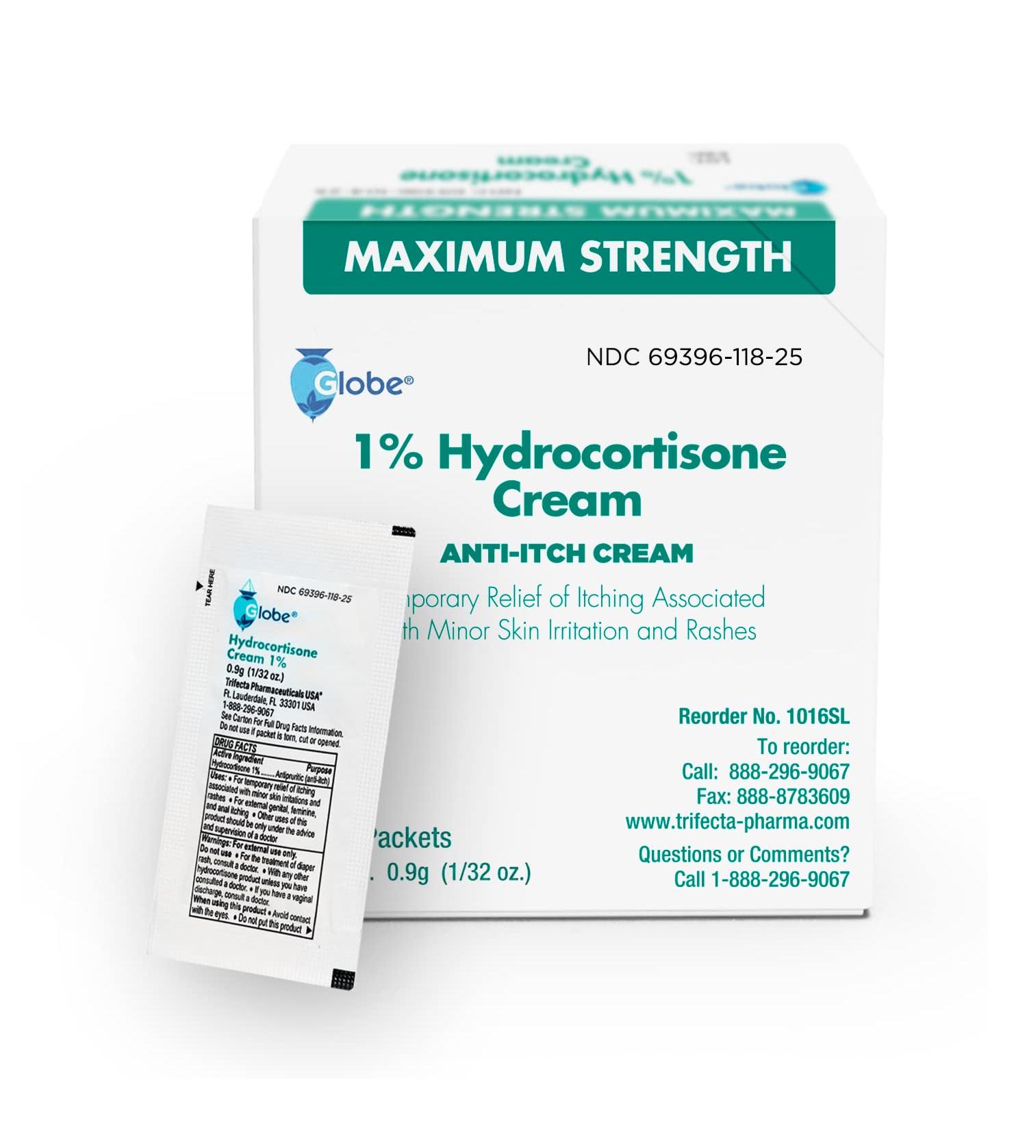 Hydrocortisone 1% Cream - 25 Count Single Packets for Itching, Rash, Bug Bites & More - Buy Online on GoSupps.com
