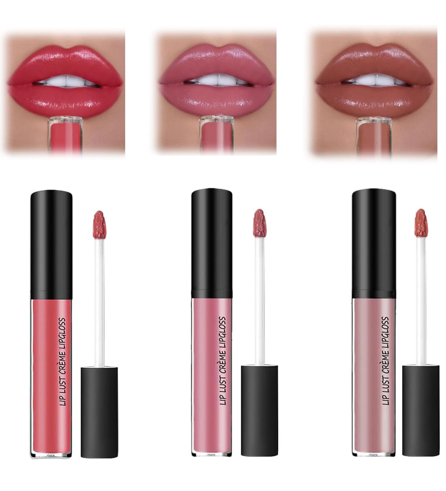 Bekoeen Creamy texture lipstick 3 pack waterproof lip gloss long lasting charm smooth glossy texture lip gloss lasts 24 hours - Buy Online on GoSupps.com