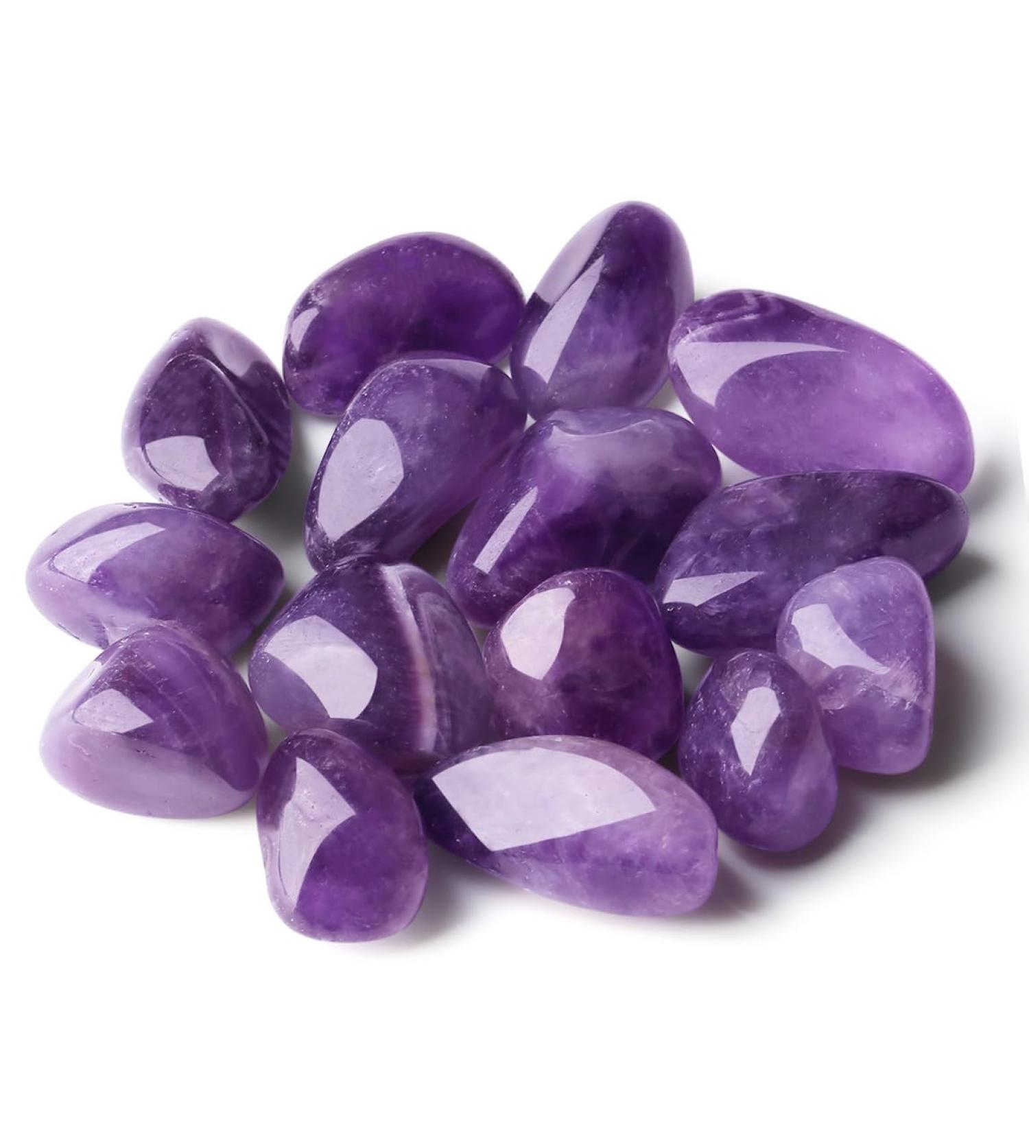 Amethyst Crystal Stones 100g - Natural Irregular Polished Gemstones for Reiki Energy, Vase Filler & Decor - Buy Online on GoSupps.com