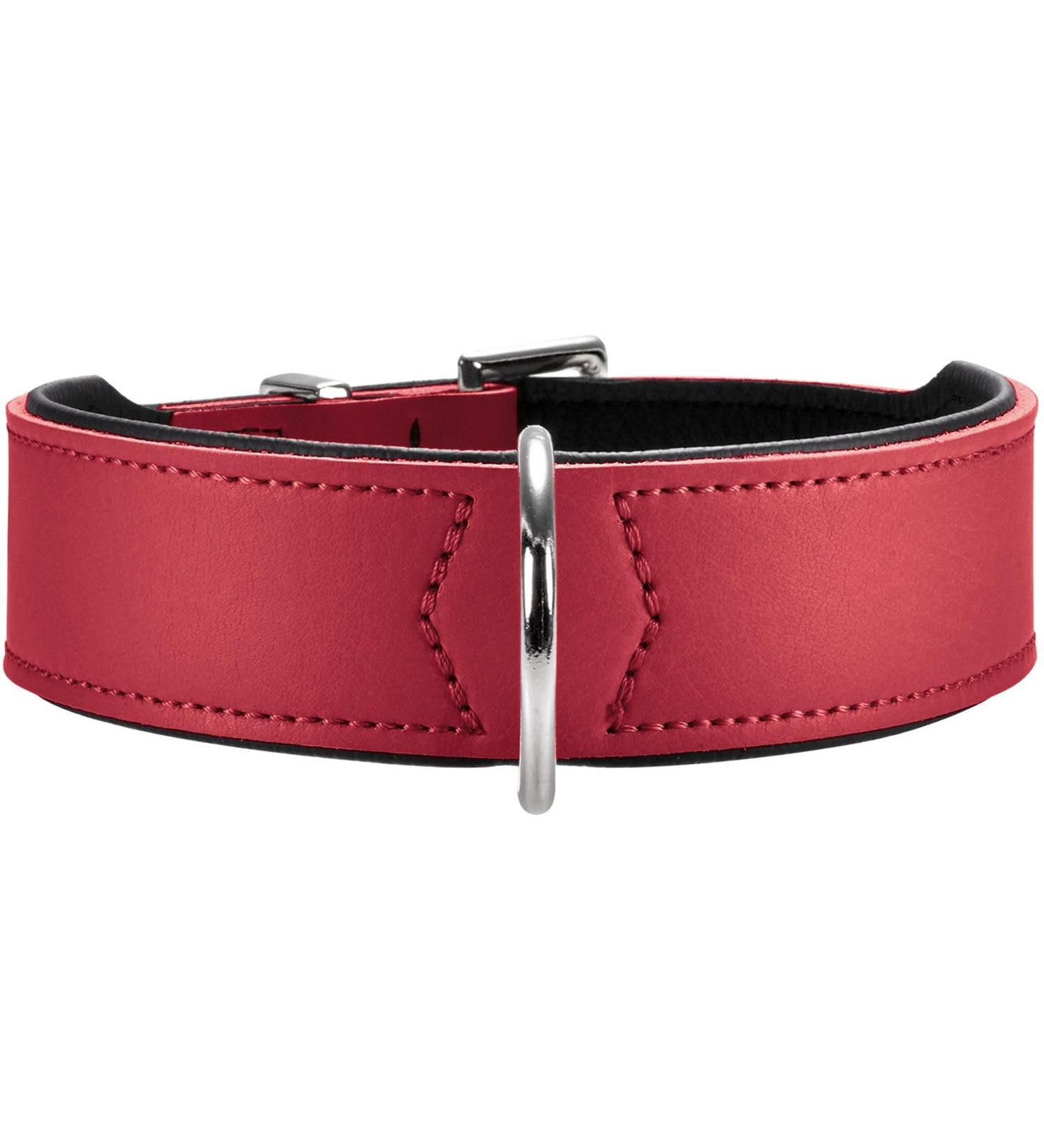 HUNTER BASIC Dog Collar - Coated Split Leather Weather-Resistant Robust & Simple Design (65cm Red) - International Shipping Available - Buy Online on GoSupps.com