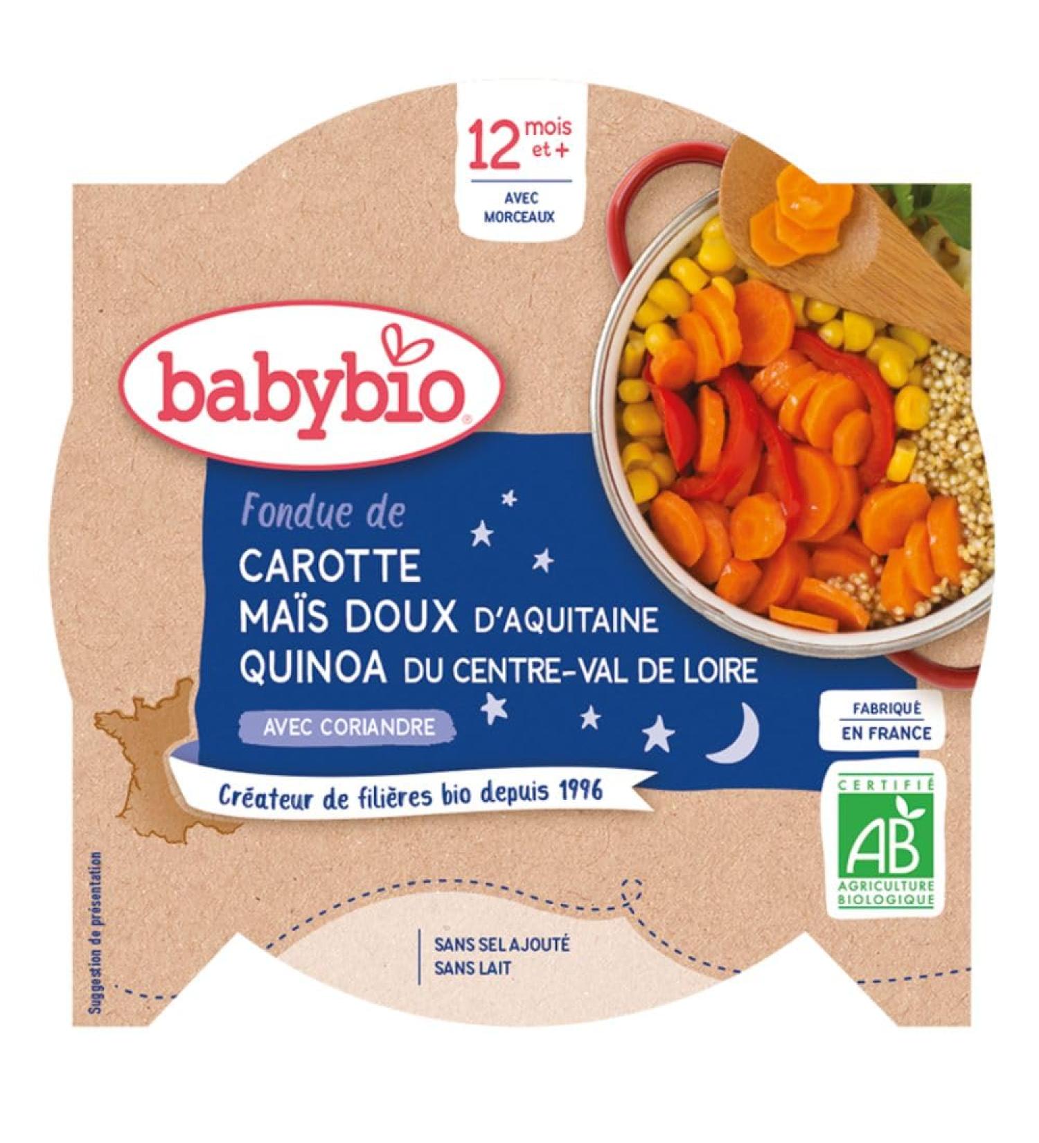 Babybio Carrot Fondue Aquitaine Sweet Corn and Quinoa 230g - Buy Online on GoSupps.com