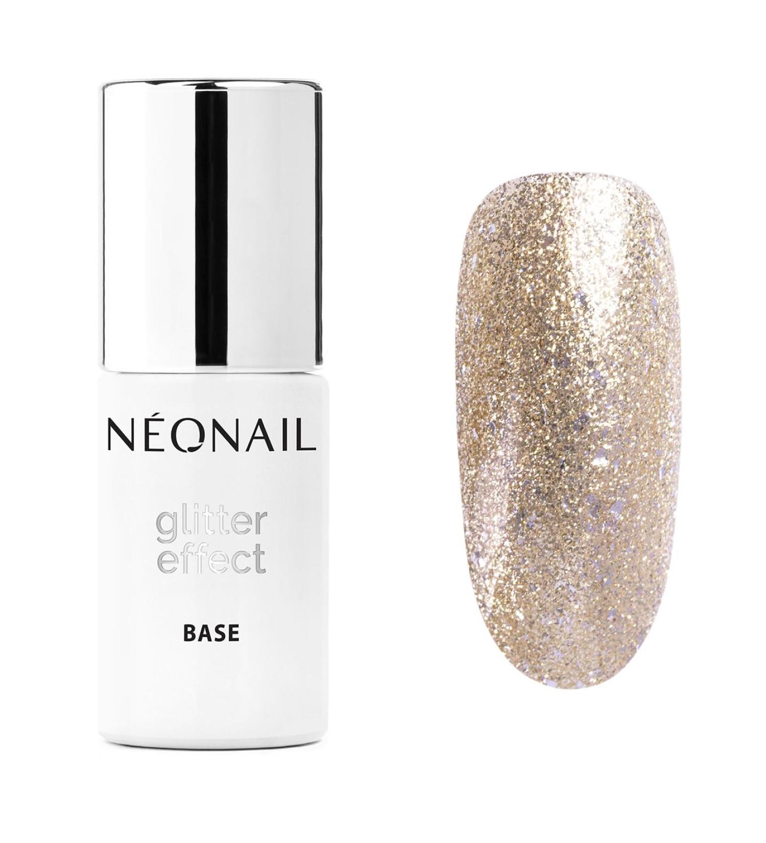 NEONAIL UV Nail Polish Base Coat Gel - Glitter Effect Base Gold Twinkle 7.2ml | Long-lasting Gel Varnish for Stunning Nails - Buy Online on GoSupps.com