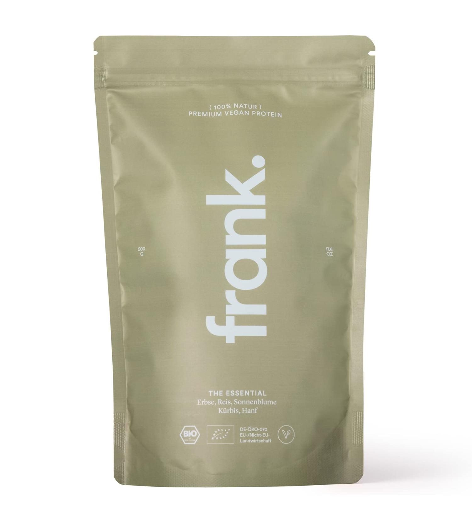 Glattol Frank Protein Vegan organic protein powder with 22g protein per serving Neutral taste without flavors & sweeteners 05 kg it** - Buy Online on GoSupps.com