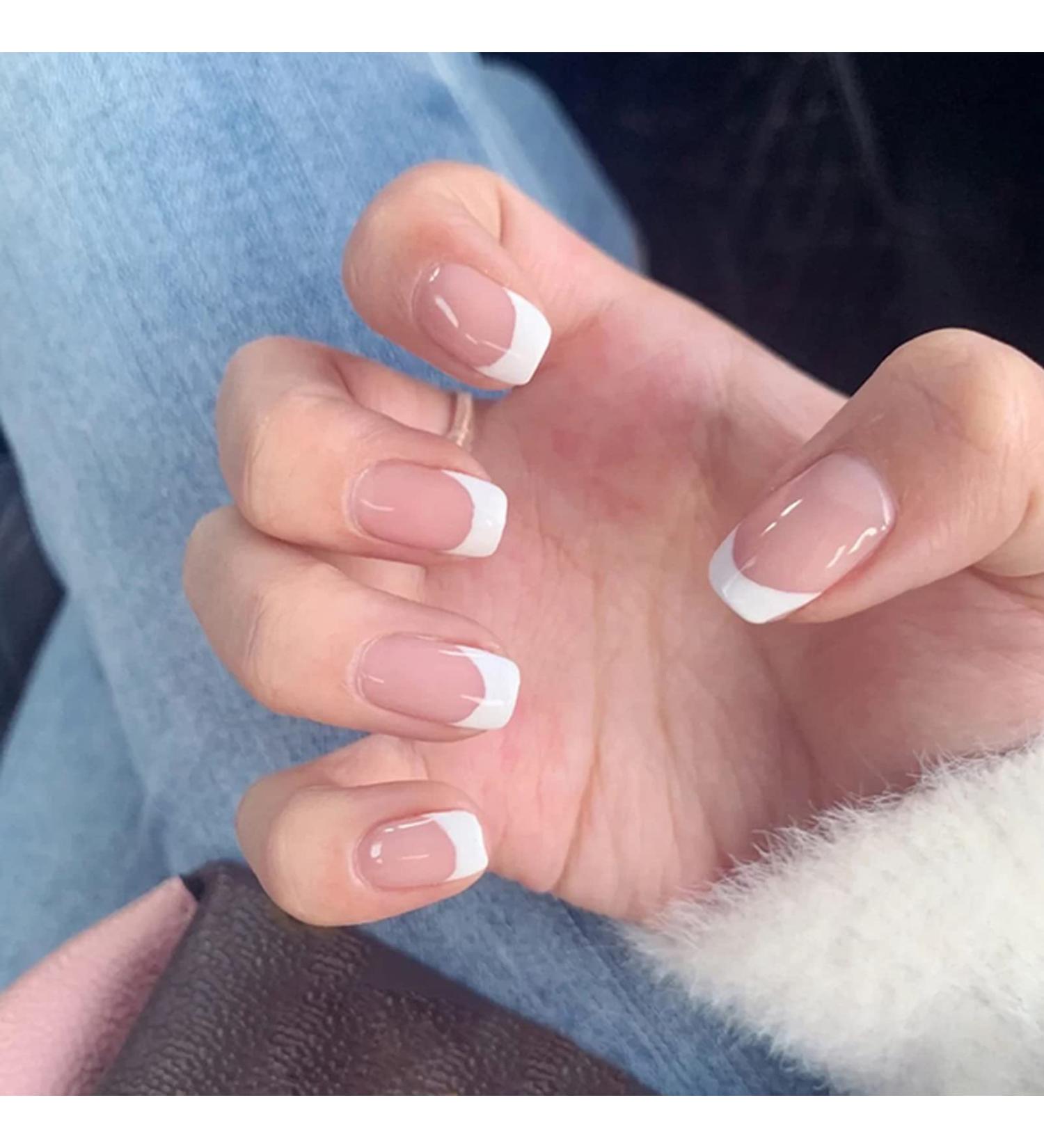 French False Nails 48Pcs Short Nude Full Cover Press on Nails with Jelly Glue - Pink | Nail Art DIY Kit for Women and Girls - Buy Online on GoSupps.com