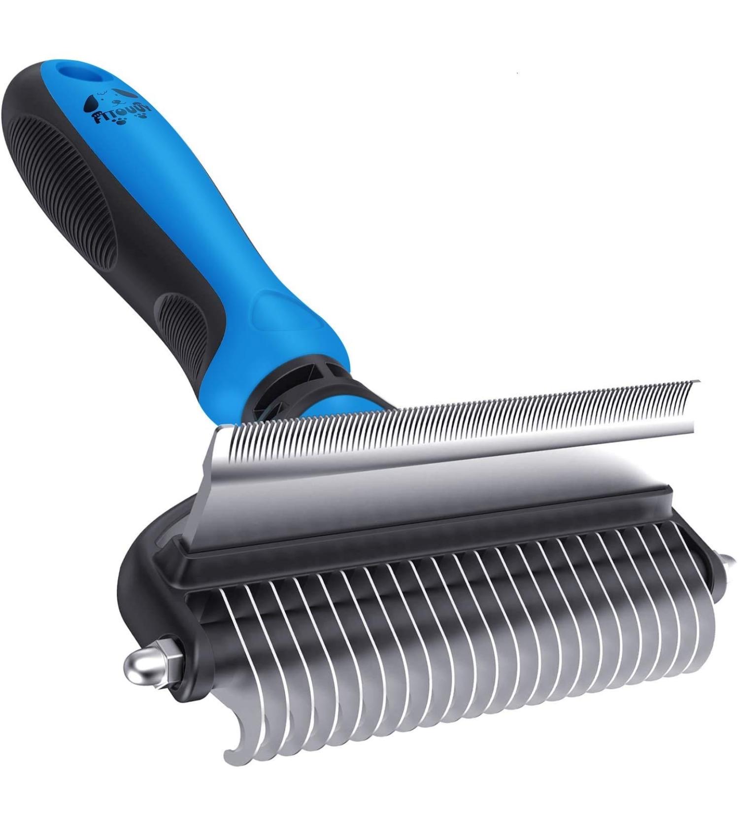 Fttouuy 2-in-1 Pet Deshedding and Dematting Tool - Azure Short Hair | Dual Sided Pet Grooming Brush for Mats & Tangles Removal - Buy Online on GoSupps.com