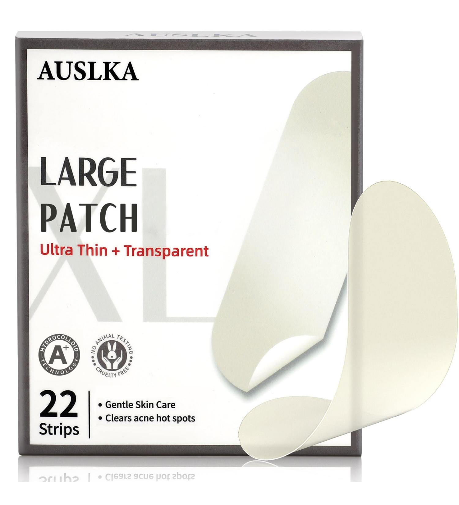 AUSLKA Large Blemish Patches - 22 Strips Hydrocolloid Patches - XL Spot Control Cover - Zit Breakouts - Hydrocolloid Spot Dots - Face and Body Patch 1 count (Pack of 22) - Buy Online on GoSupps.com