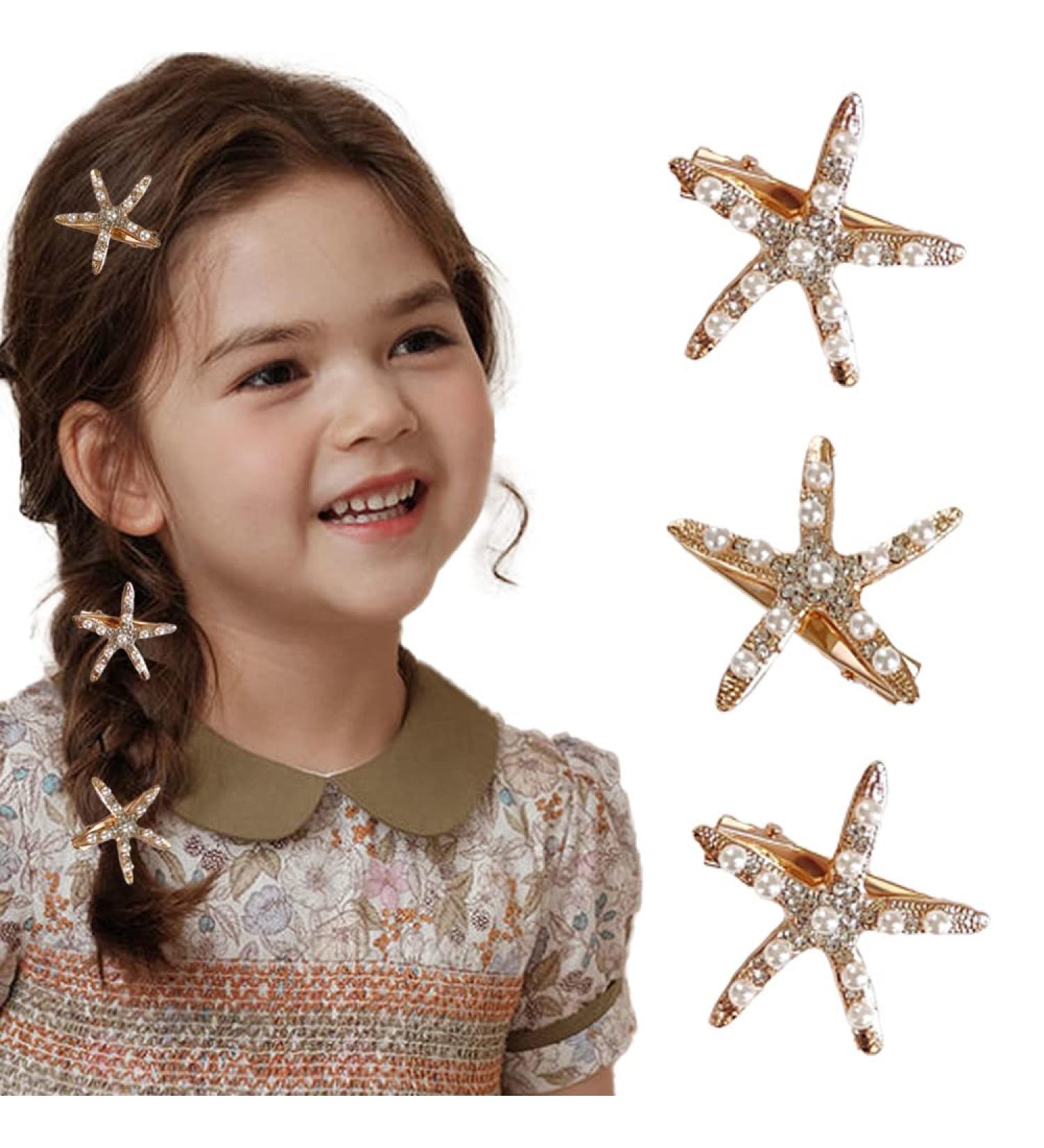 3 Pcs Starfish Hair Clip Set - Perfect Bridal & Flower Girl Wedding Accessories - Buy Online on GoSupps.com
