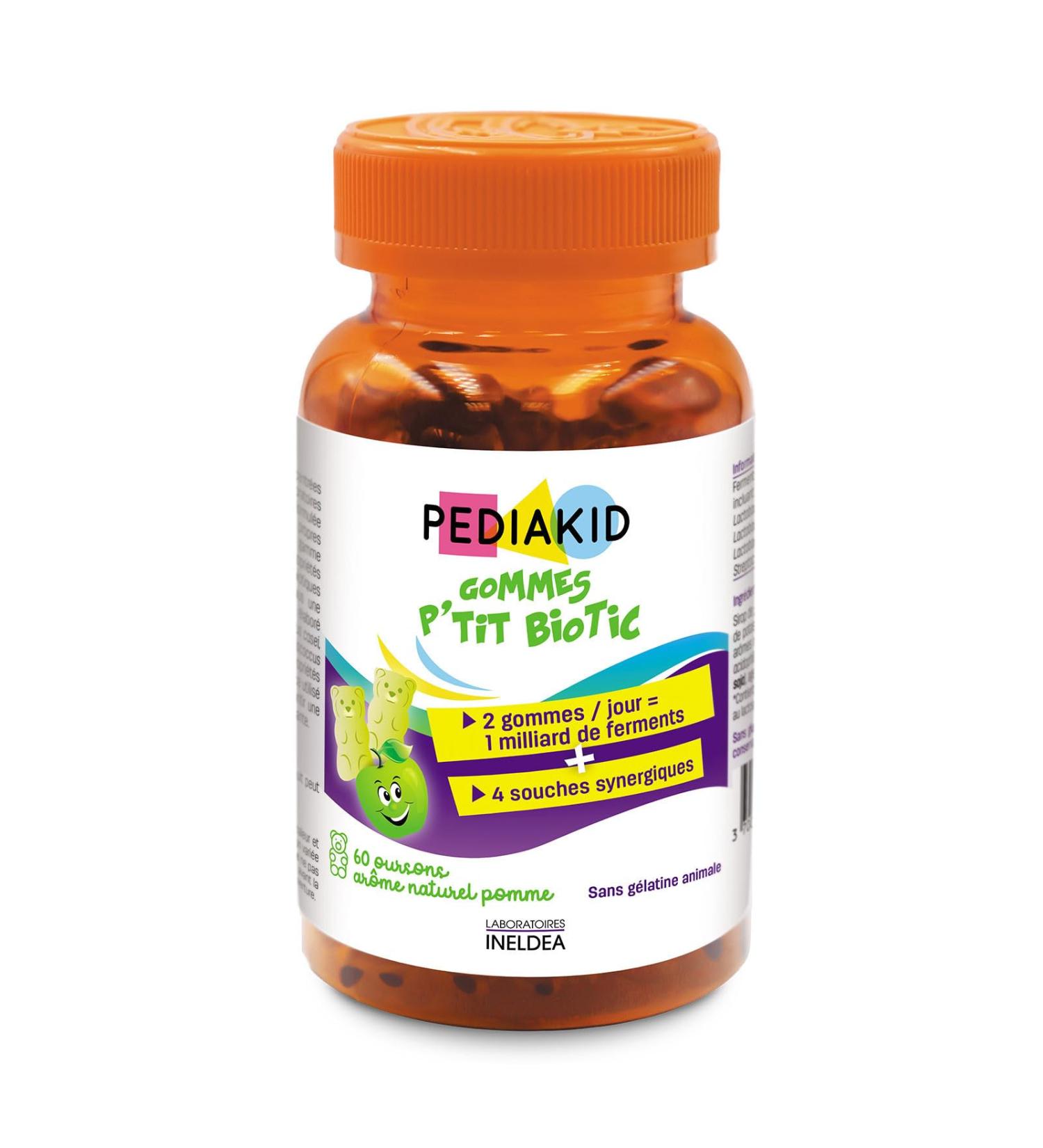 PEDIAKID - Gommes P'tit Biotic - Formule Naturelle au D licieux Ar me de Pomme - Contribue Enrichir la Flore Intestinale - Soutient les D fenses de l'Organisme - 60 gommes Lot de 1 - Buy Online on GoSupps.com