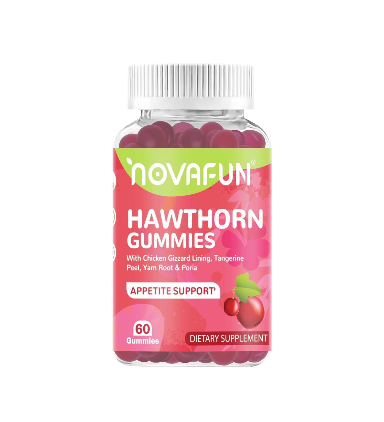 Novafun Appetite Booster Gummies for Adult with Chicken Gizzard Lining Tangerine Peel Yam Root & Poria Supports Degstive & Healthy Appetite Sugar-Free Pectin-Based 60 Ct