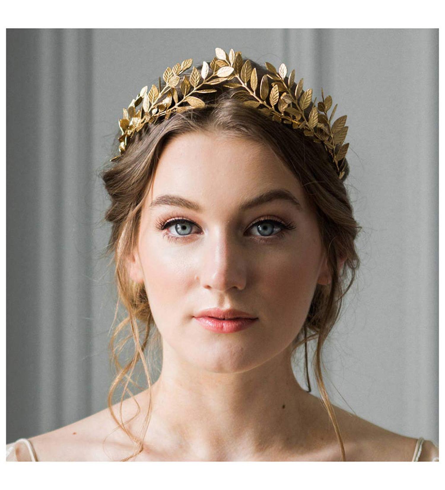 Anglacesmade Bridal Headband Leaf Vine Headband Gold Leaf Crown Leaf Tiara Wedding Headpiece Bridesmaid Prom Festival Hair Accessories for Women and Girls(Gold) - Buy Online on GoSupps.com