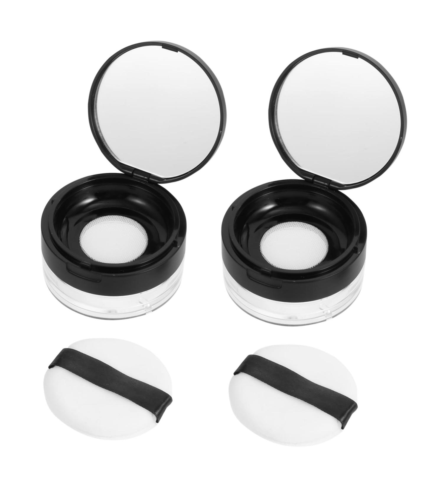FOYTOKI 2pcs Elastic Mesh Loose Powder Box DIY Powder Case Travel Powder Case Makeup Powder Case Abs Black - Buy Online on GoSupps.com