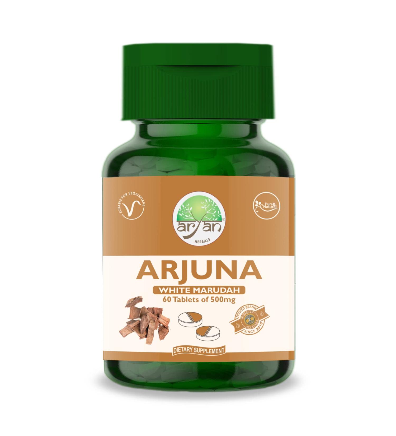 Aryan Herbals Arjuna (White Marudah) 60 Tablets of 500 MG - Buy Online on GoSupps.com