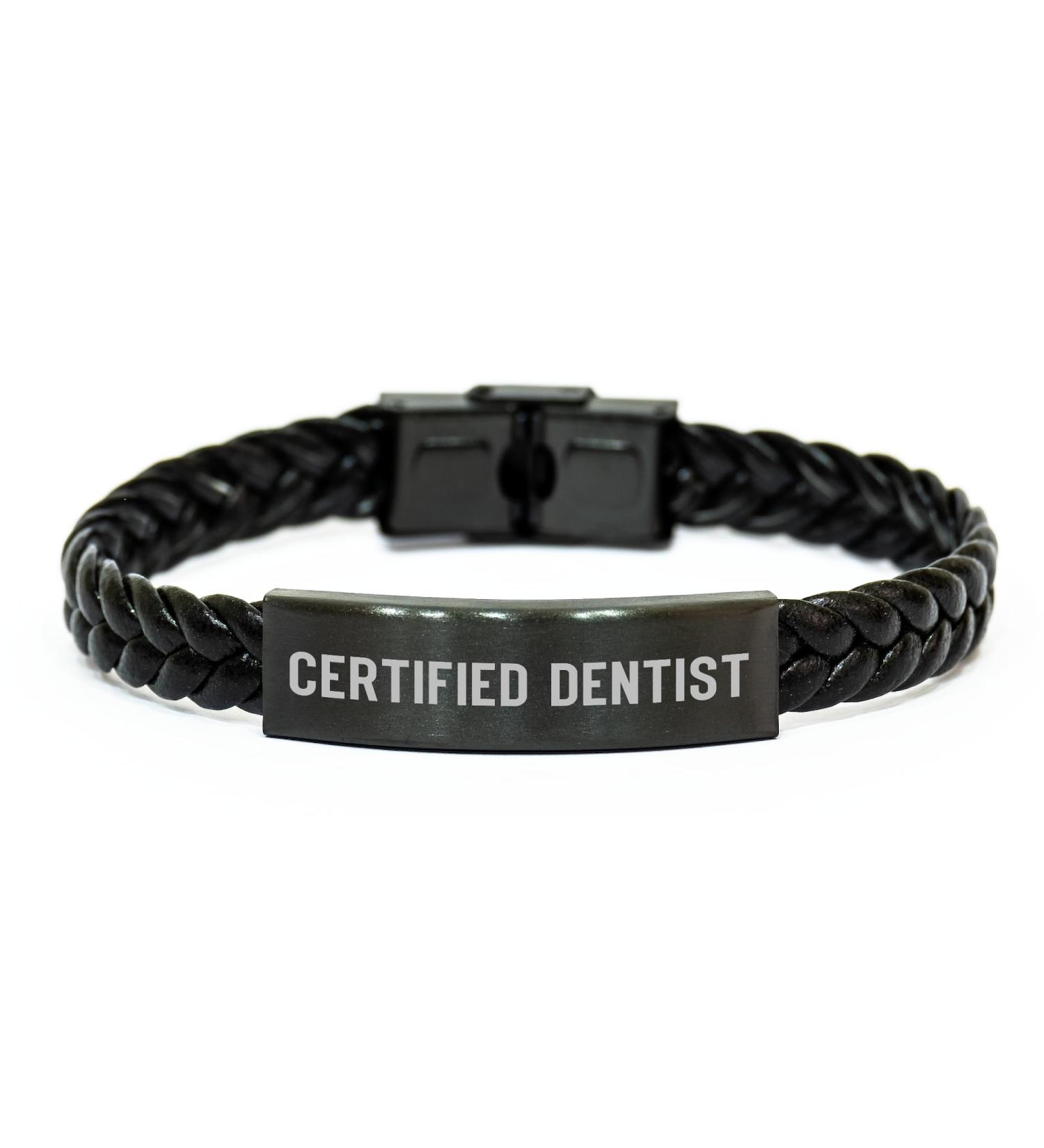 Certified Dentist Funny Quote - Heartfelt Gifts for Dentists - Interlaced Leather Valentine's Jewelry - Gifts from Loved Ones to Dentists