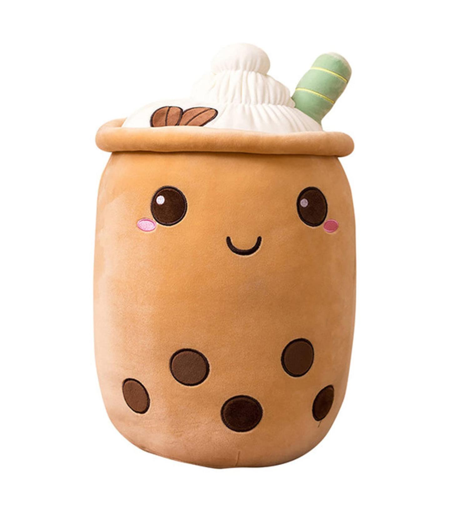 Domeilleur BoBa Plushie Bubble Tea Doll 35cm Milk Tea Cup Soft Pillow Stuffed Toy, Brown with Round Eyes - Gift for Girlfriend, Adult Skin-friendly Hugging Cushion - Buy Online on GoSupps.com