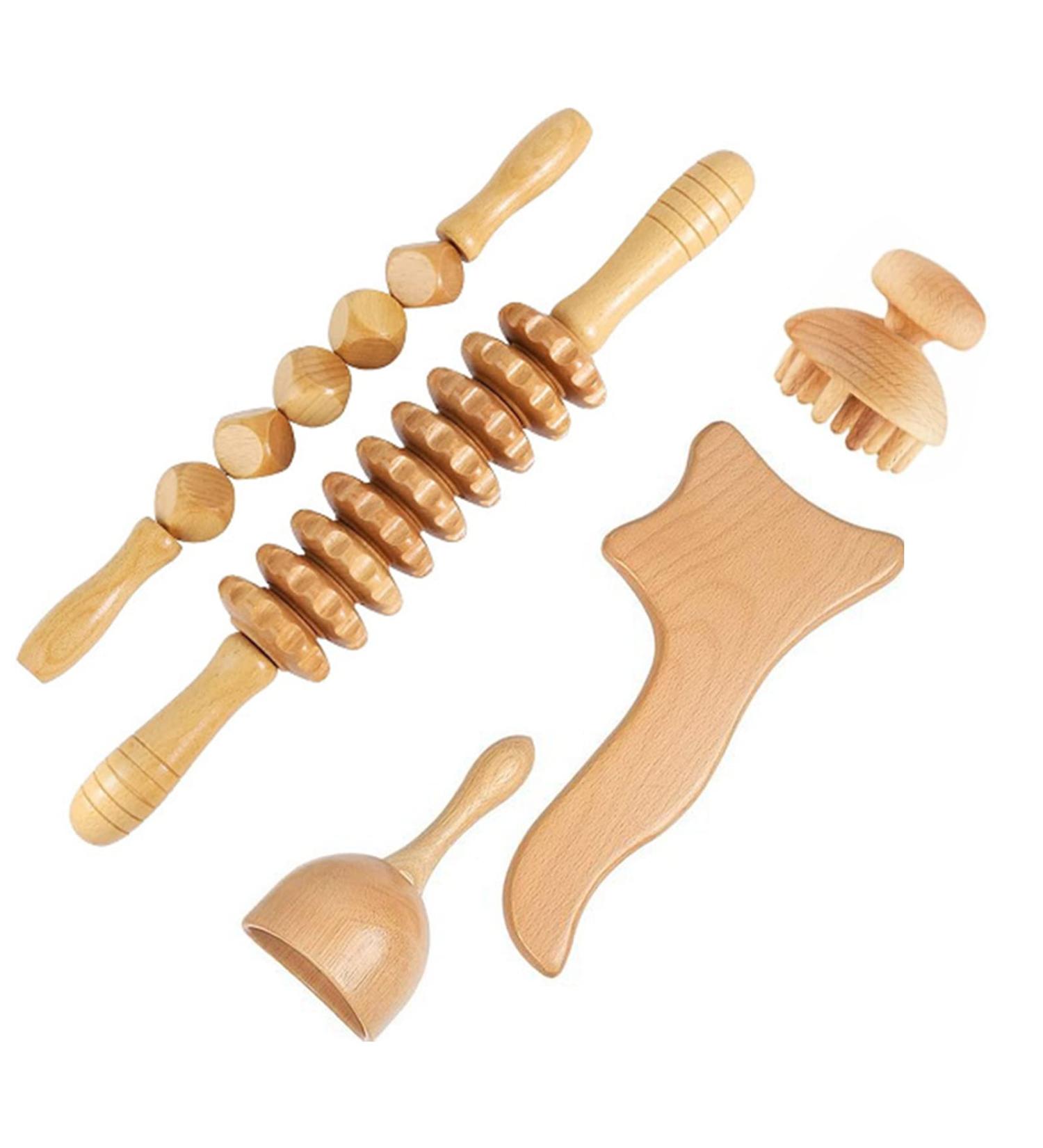 5-Part Maderotherapy Massage Roller Back Set - Anti Cellulite & Lymphatic Drainage Device for Stress Relief - Buy Online on GoSupps.com