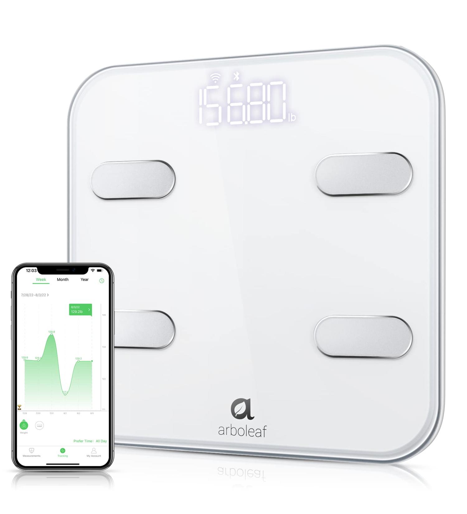 Arboleaf Smart Scales: Wi-Fi Bluetooth Bathroom Scales for Body Weight & Body Fat 14 Metrics, iOS Android APP, Wireless Cloud Storage BMR BMI, 8 Users - Buy Online on GoSupps.com