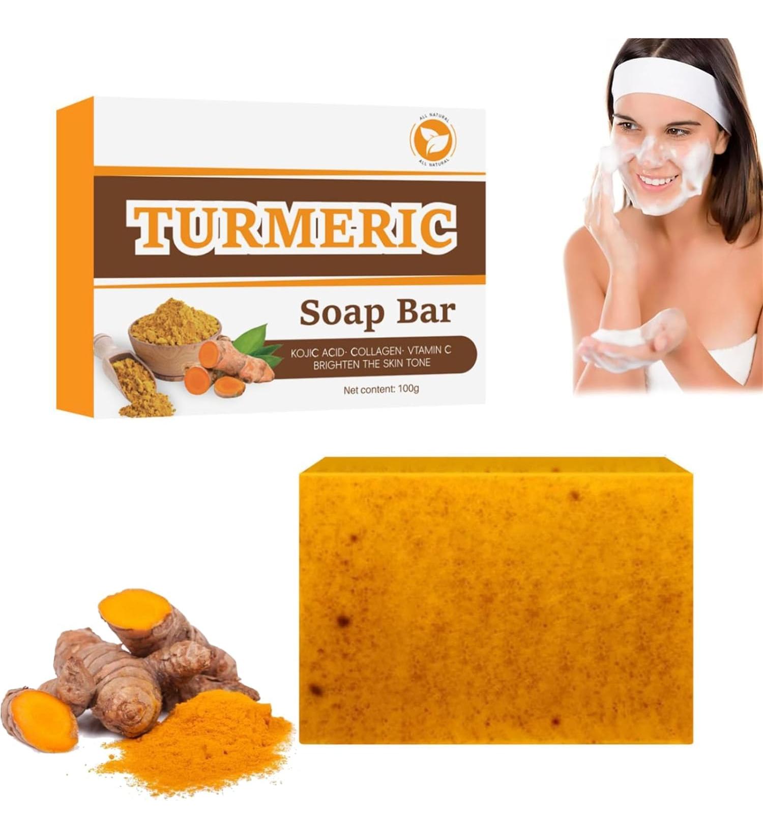 Kojic Acid Soap For Dark Spots Kojic Soap Turmeric Face Soap Lemon Turmeric Soap For Face And Body Kojic Acid Soap Skin Brightening Tumeric Soap For Dark Spots Hand Soap Bar - Buy Online on GoSupps.com