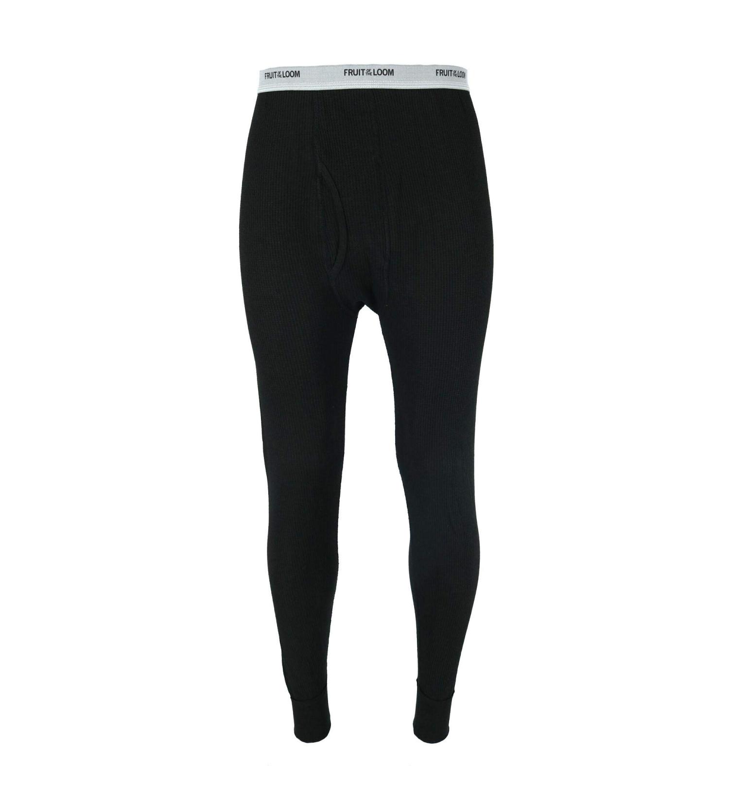 Fruit of the Loom Men's Waffle Weave Thermal Long John Underwear Medium Black