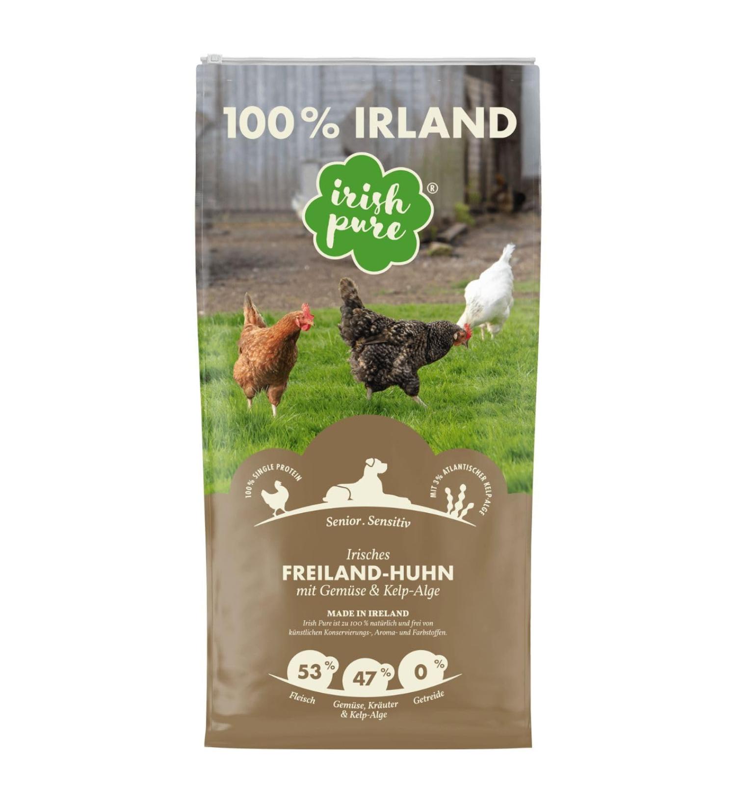 Irish Pure Senior Dry Dog Food 4kg Free Range Chicken with Kelp & Vegetables High Meat Content Grain Free Sensitive Dry Dog Food for All Breeds - Buy Online on GoSupps.com