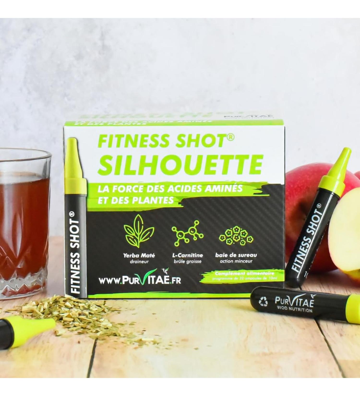 Fitness Shot Silhouette | Carnitine 2000mg with Elderberry and Mate | Body Fat Burner | Concentrated Formulation | 32 Day Program | Pur Vita | French Innovation - Buy Online on GoSupps.com