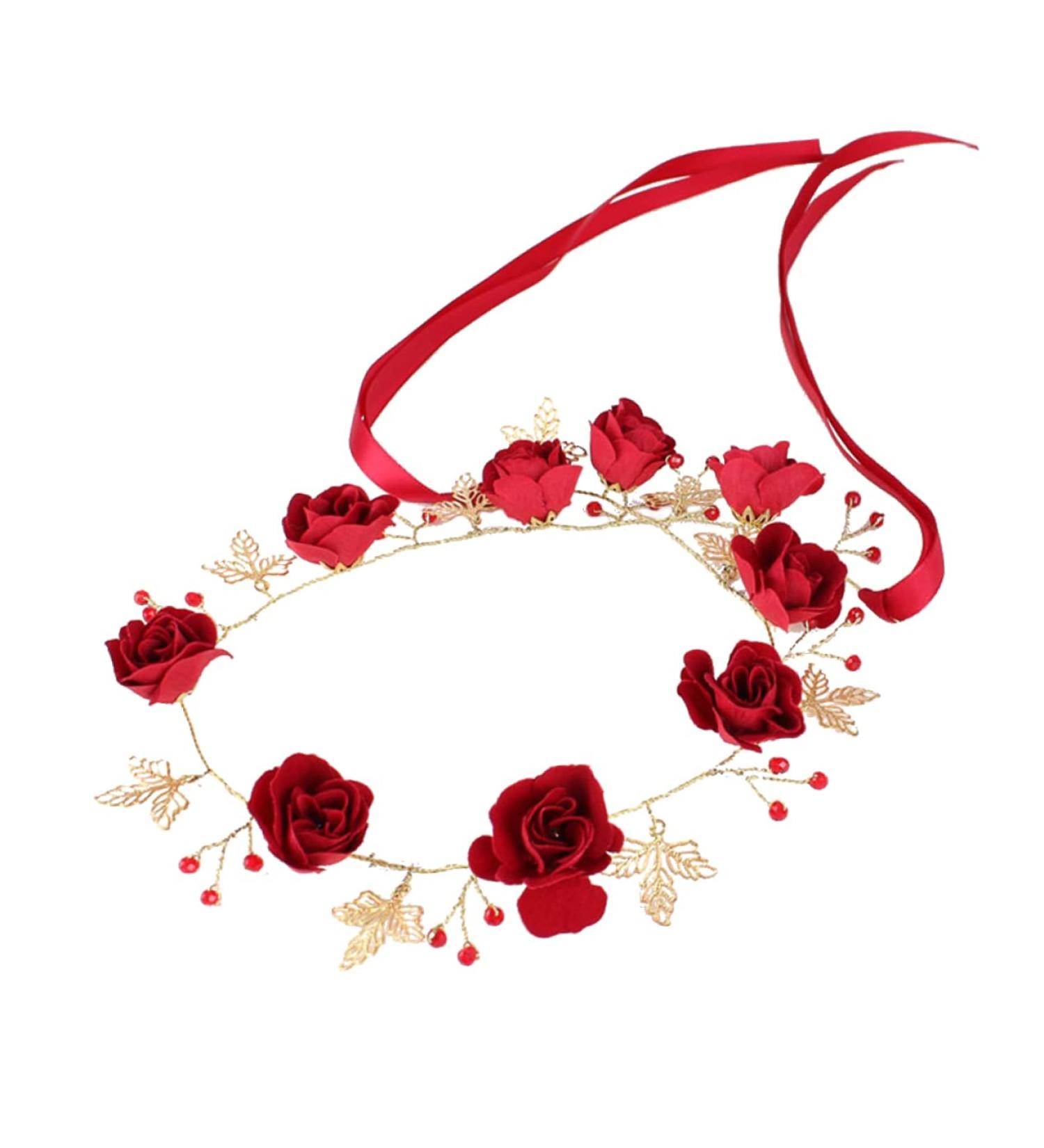 minkissy Red Headband Bridal Head Headgear Miss Nationality Accessories Red - Buy Online on GoSupps.com