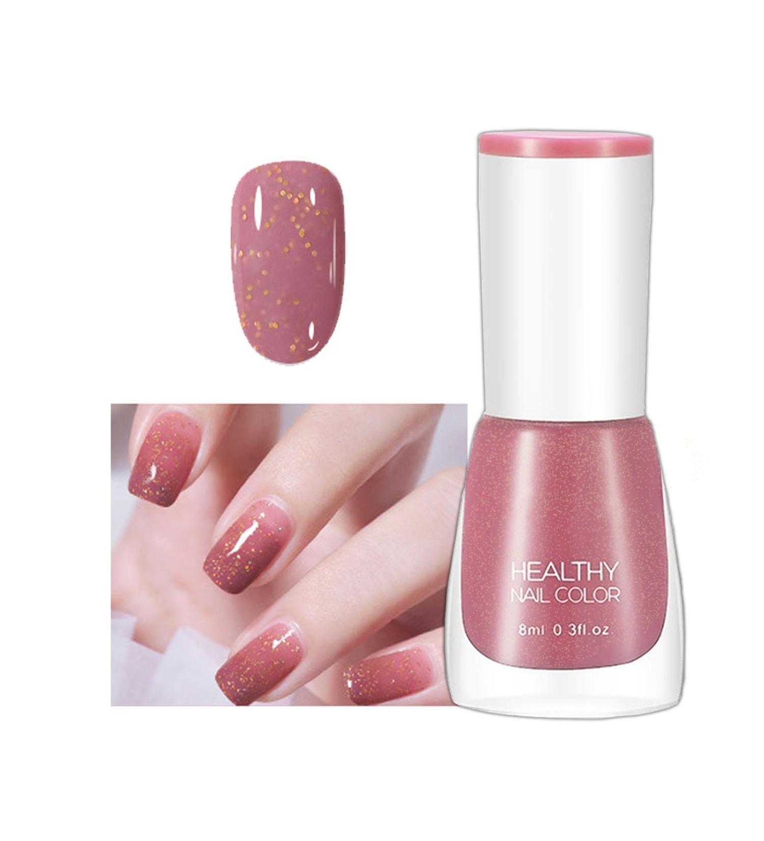 Pink Nail Varnish Shimmering Pink Nail Polish Quick Dry Long Lasting Nail Polish Breathable Nail Polish No Need Cure Chip-resistant Nail Varnish DIY at Home Manicure - Buy Online on GoSupps.com
