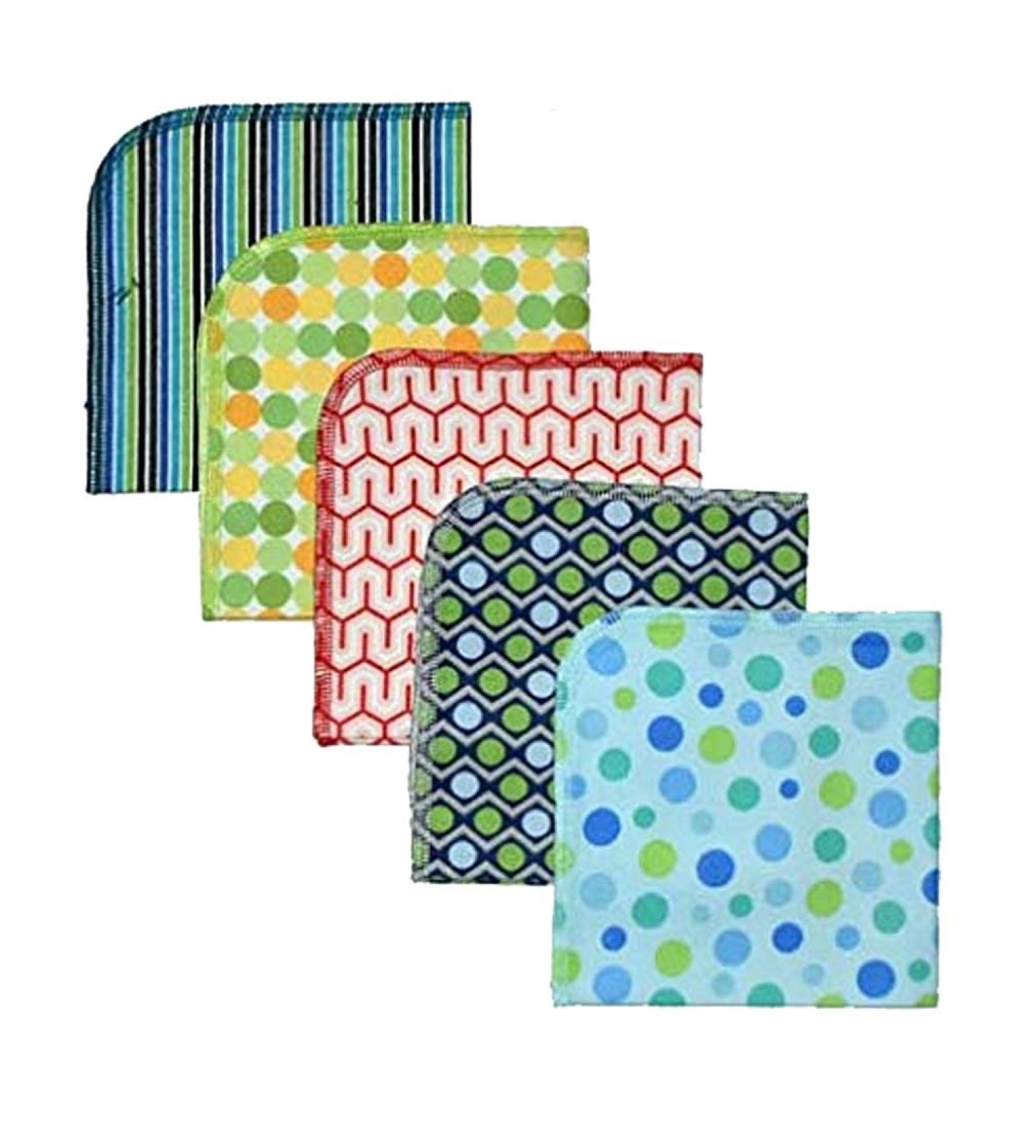 Abstract Circles & Stripes Flannel Towels 12x12 - Set of 5 | Eco-Friendly Paperless Towels - Buy Online on GoSupps.com