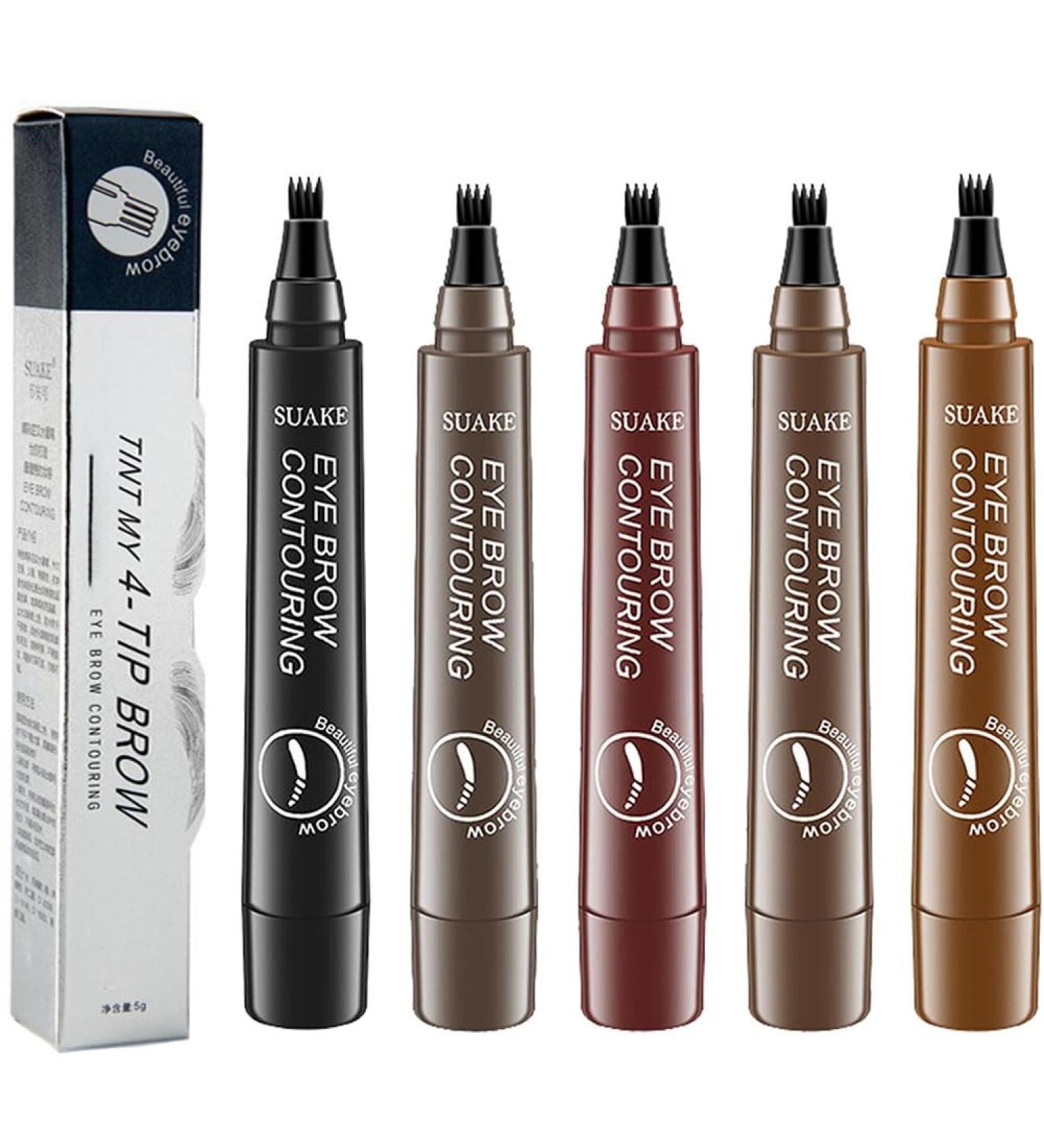 Suake Eyebrow Contouring Pen SUAKE Eyebrow Pen Waterproof Suake Eyebrow Pencil 4-Tip Micro-Fork Long Lasting Smudge Proof Liquid Eye Brow Pencils (5PCS) - Buy Online on GoSupps.com