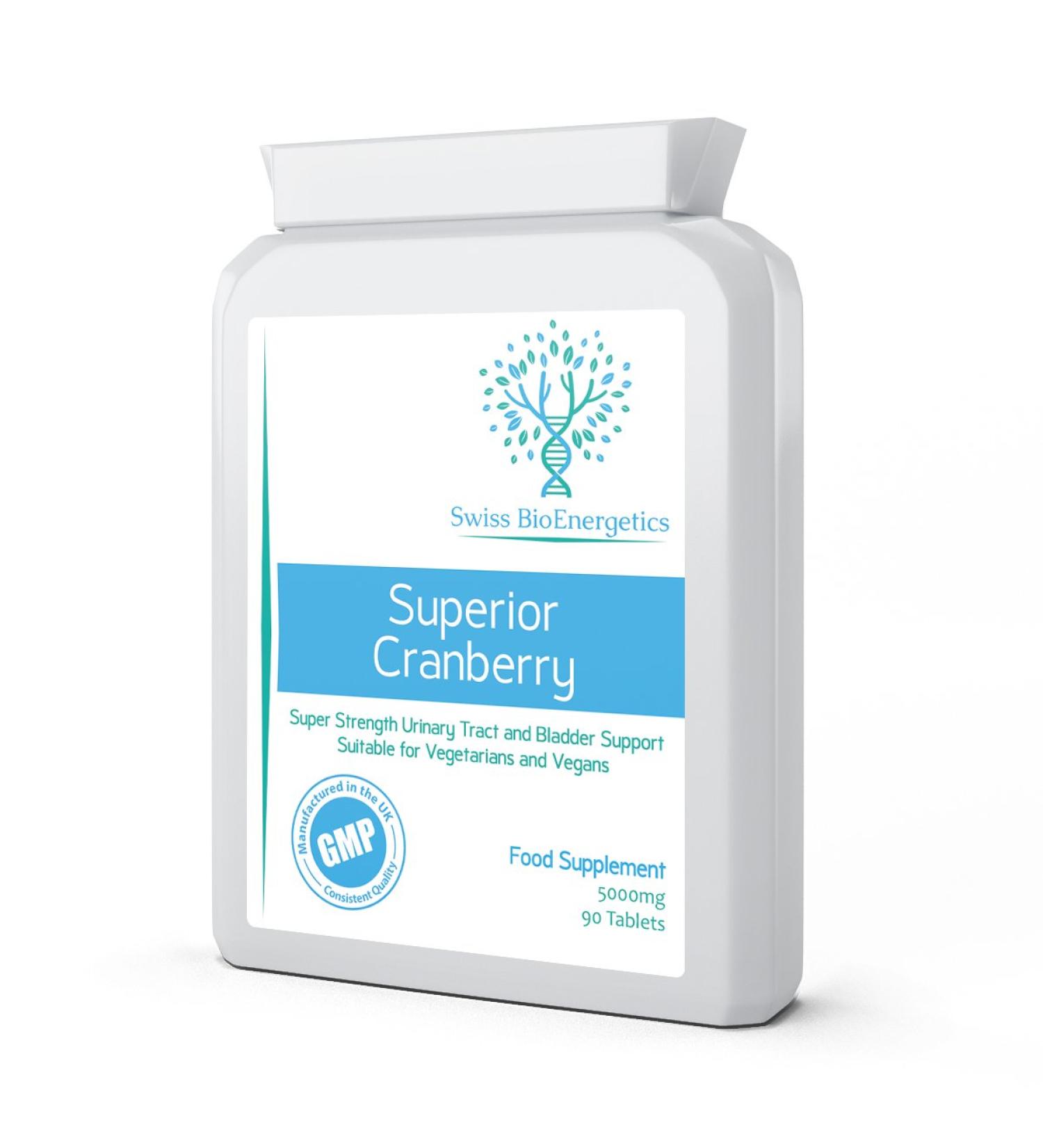 Cranberry 5000mg Tablets - Natural High Strength Extract for Urinary Tract & Kidney Support - 90 Count - UK Made - Buy Online on GoSupps.com