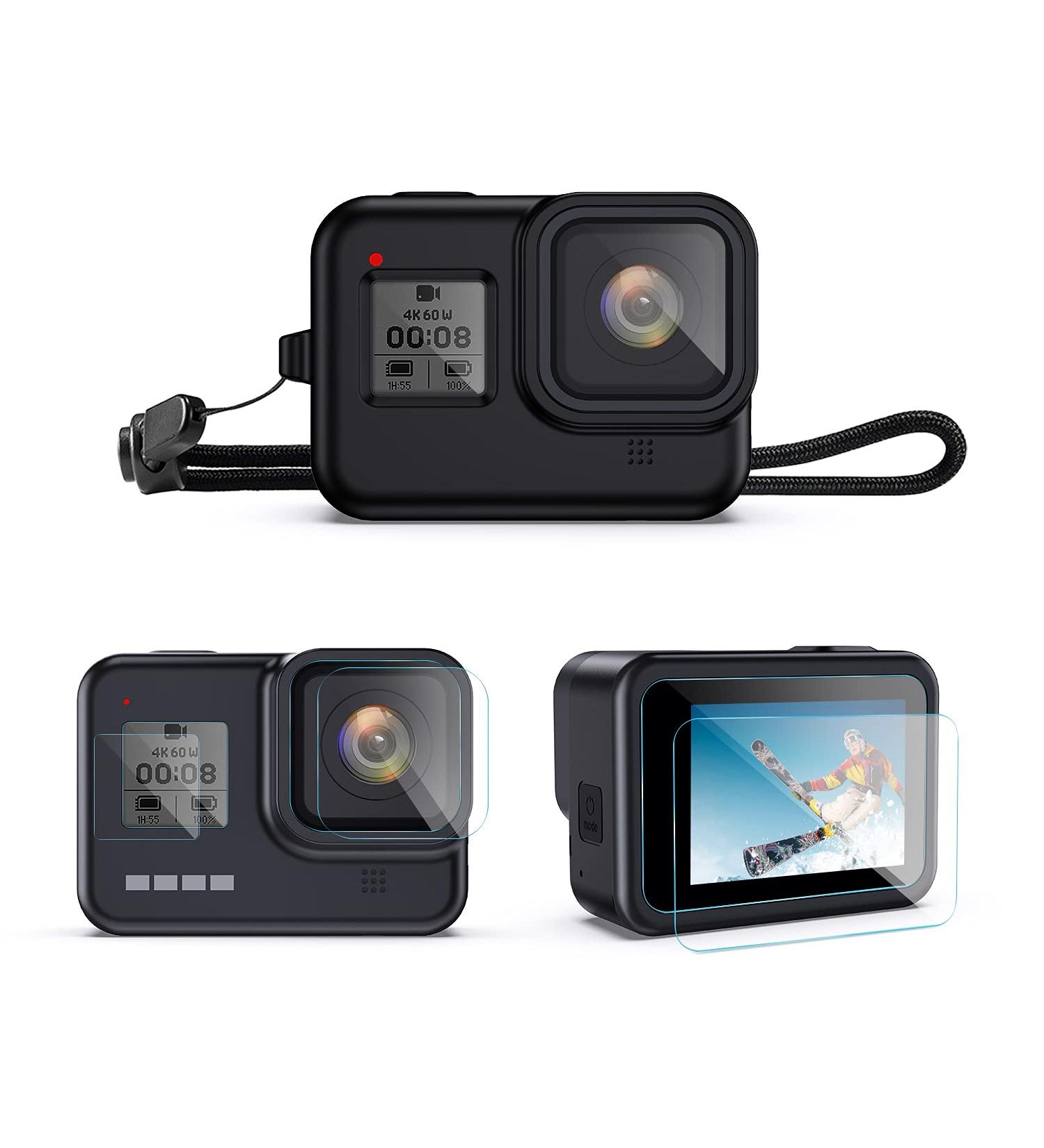 GoPro Hero 8 Black Accessories Kit: Silicone Case, Lanyard, 6-Pack Screen Protector - Buy Online on GoSupps.com
