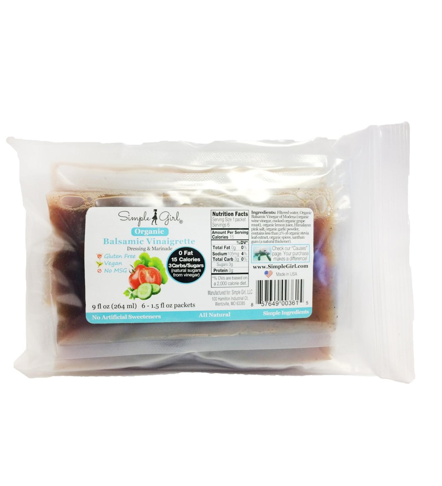 Simple Girl Balsamic Vinaigrette Salad Dressing Single Servings (6 Individual Packets)