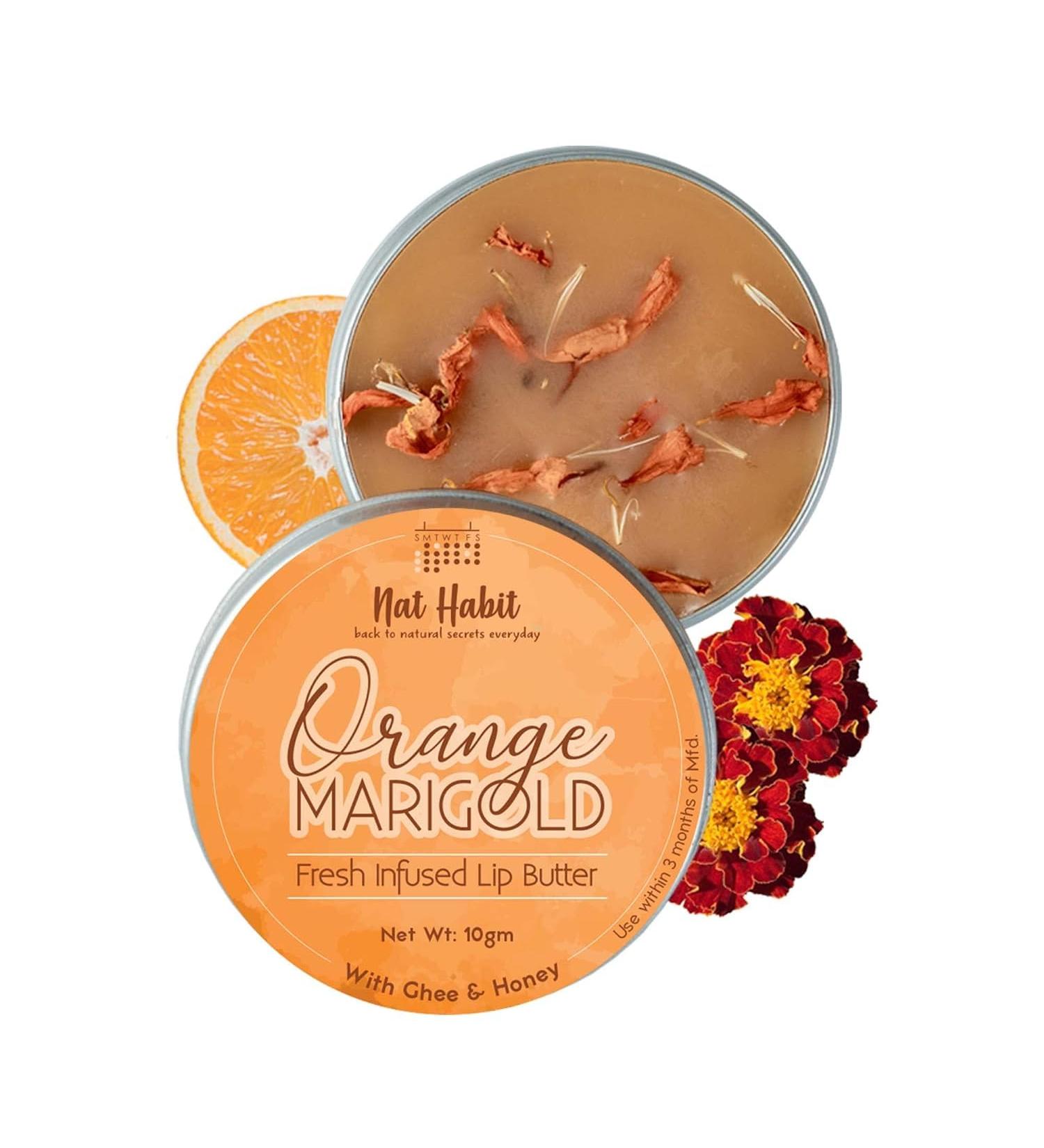 Buy Orange Marigold Lip Balm - Ayurvedic Natural Lip Care for Dark Lips Ghee Raw Honey Shea & Vitamin E - 10gm - Buy Online on GoSupps.com