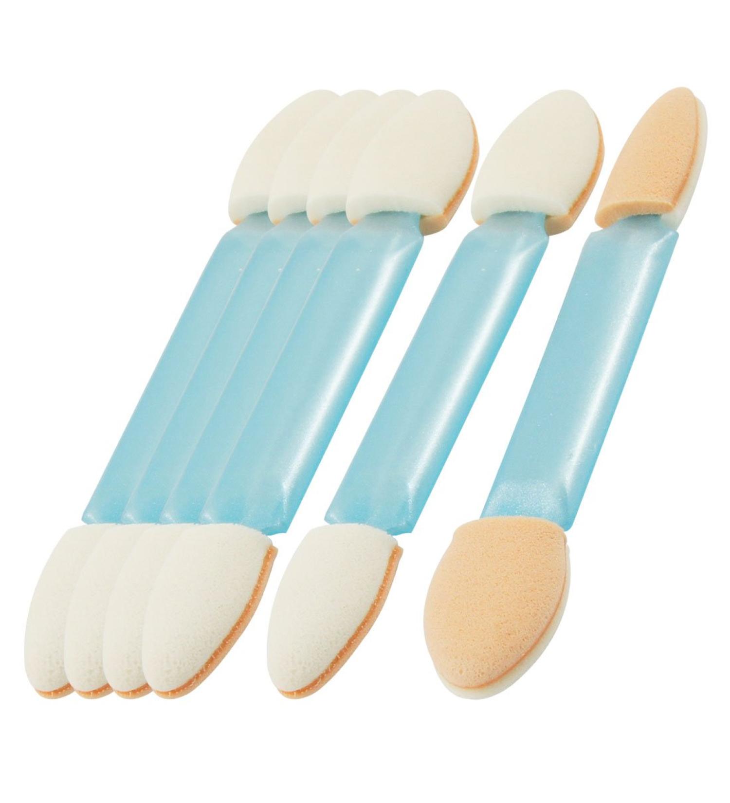 Ruilogod 6 Pcs Light Blue Double End Eye Shadow Sponge Brushes Beauty Tool