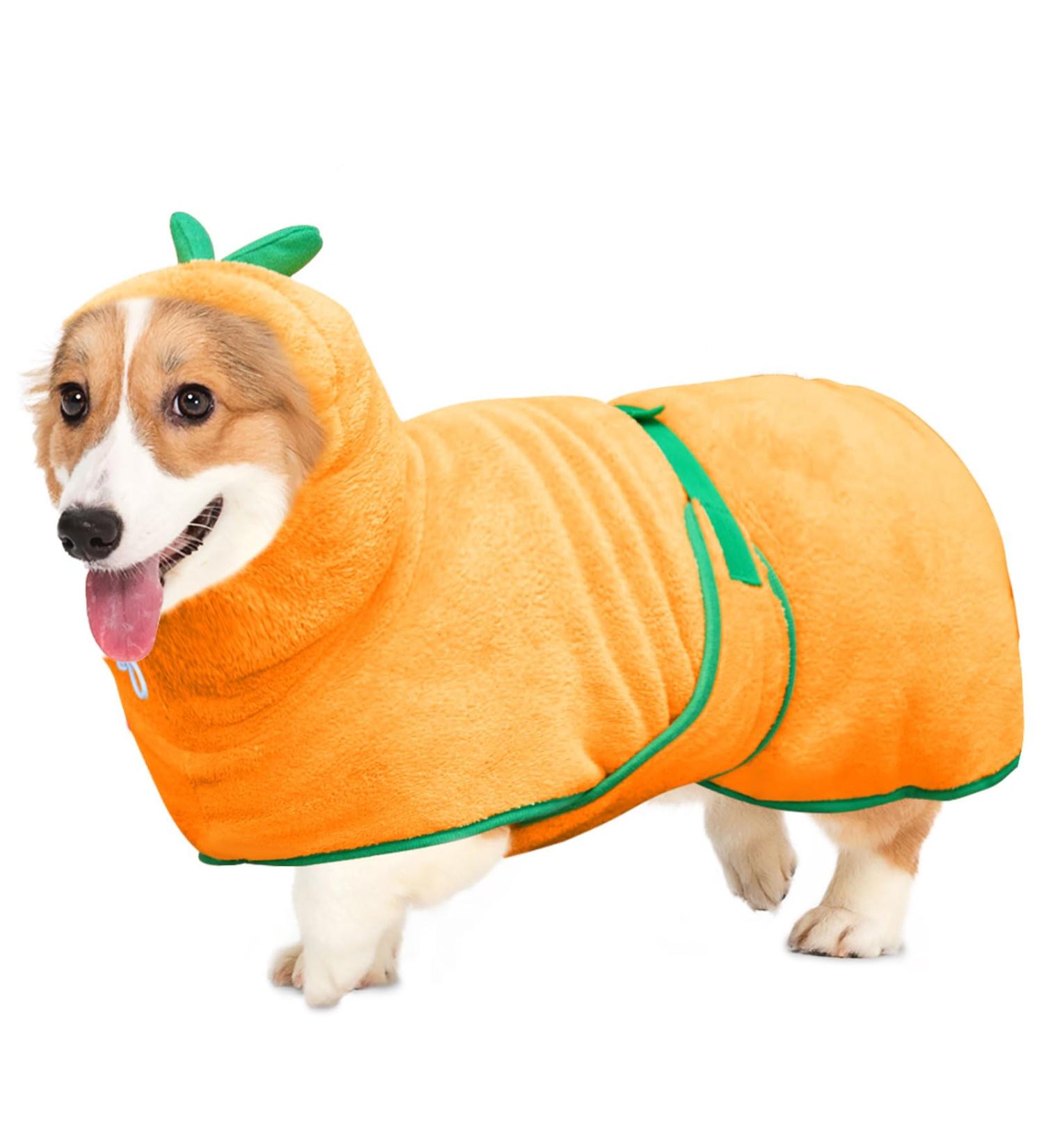 Buy Bibykivn Microfiber Pumpkin Dog Bathrobe Coat - Adjustable Super Absorbent for All Dog Sizes - Yellow - Buy Online on GoSupps.com