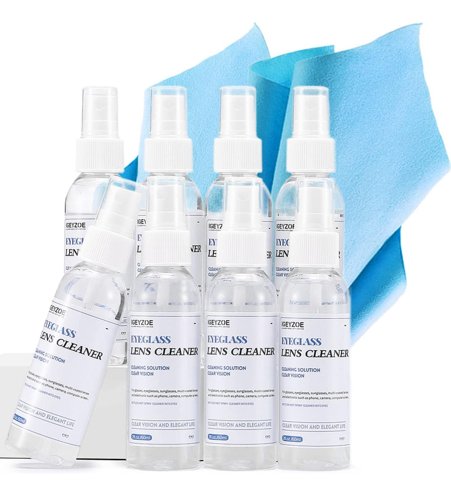 Eyeglasses Lens Cleaner Spray Kit-iGeyzoe Eye Glasses Cleaner Spray 16oz(2ozx8) Alcohol & Ammonia Free With 2PCS Eyeglass Clean Cloth Safe for All Lenses - Buy Online on GoSupps.com