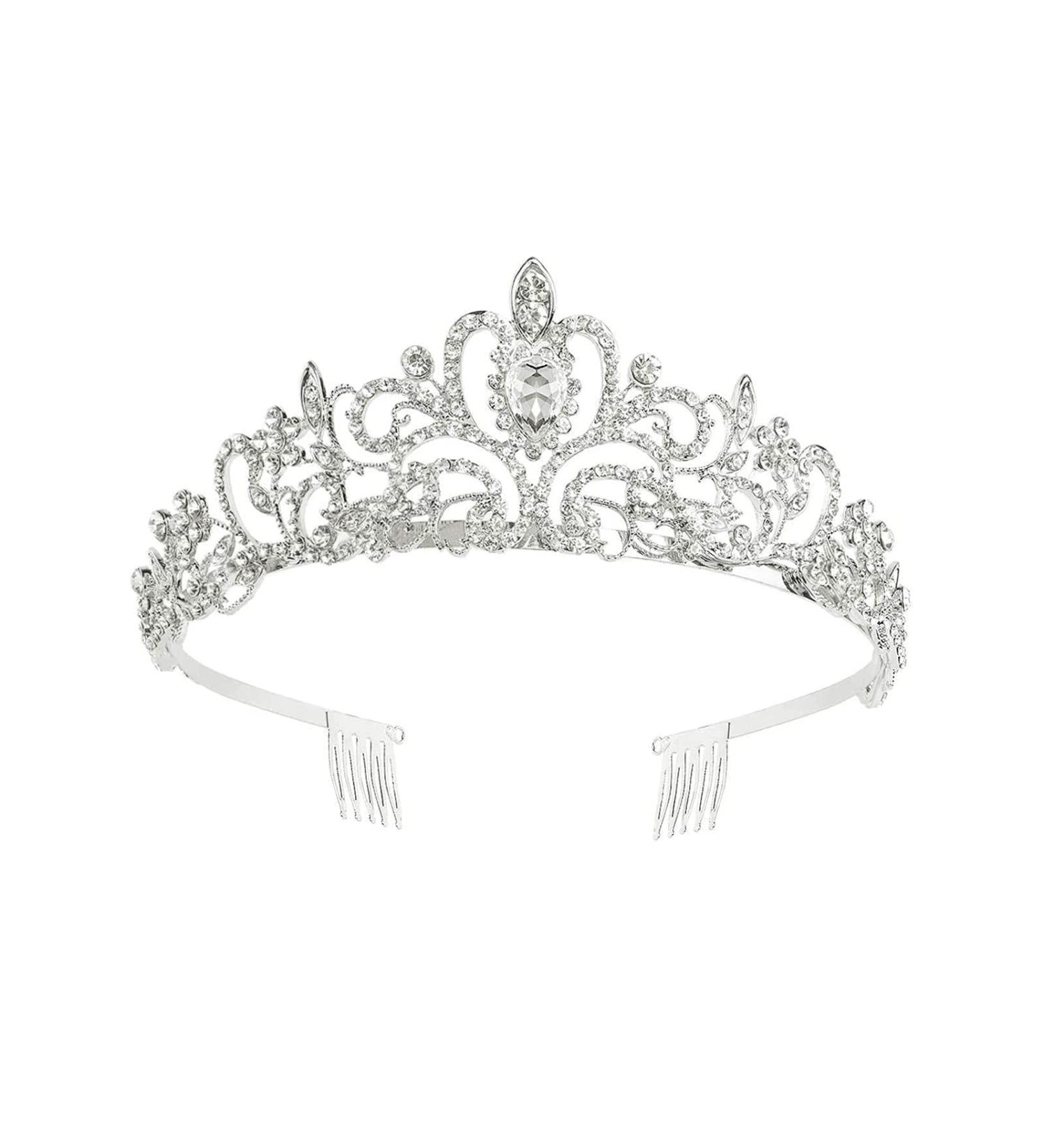 Tiara Crown Crystal Rhinestone Bridal Princess Headband with Comb for Women Bridal Party Wedding Birthdays Anniversaries - Buy Online on GoSupps.com