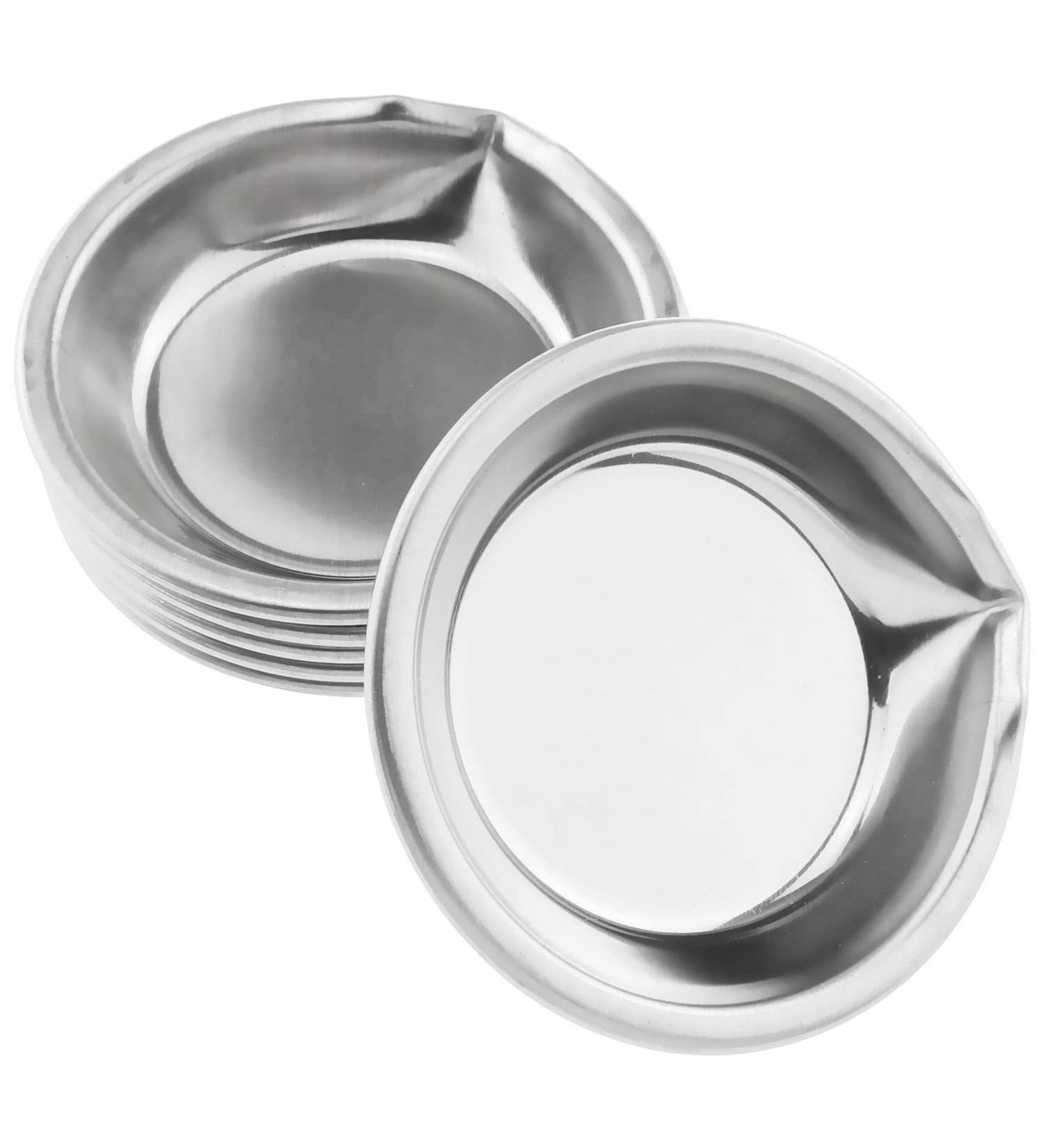 E-outstanding Makeup Palette - Small Round Stainless Steel (5 cm) | Set of 6 for Beauty & Travel - Buy Online on GoSupps.com
