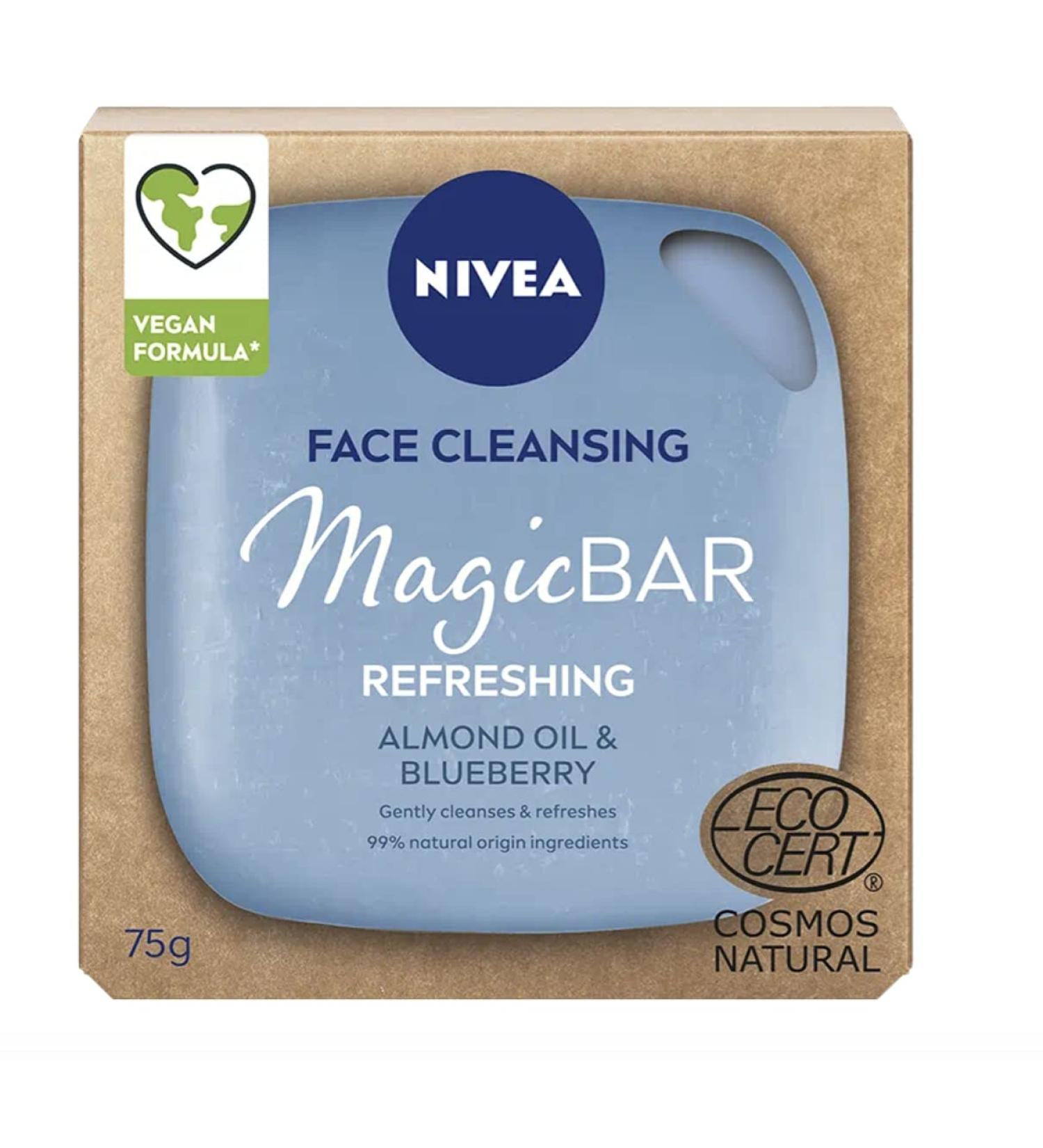 NIVEA MagicBAR Refreshing Almond Oil Facial Cleansing Bar (75g) Vegan Facial Cleanser Plastic Free Facial Cleansing Bar Facial Cleanser - Buy Online on GoSupps.com