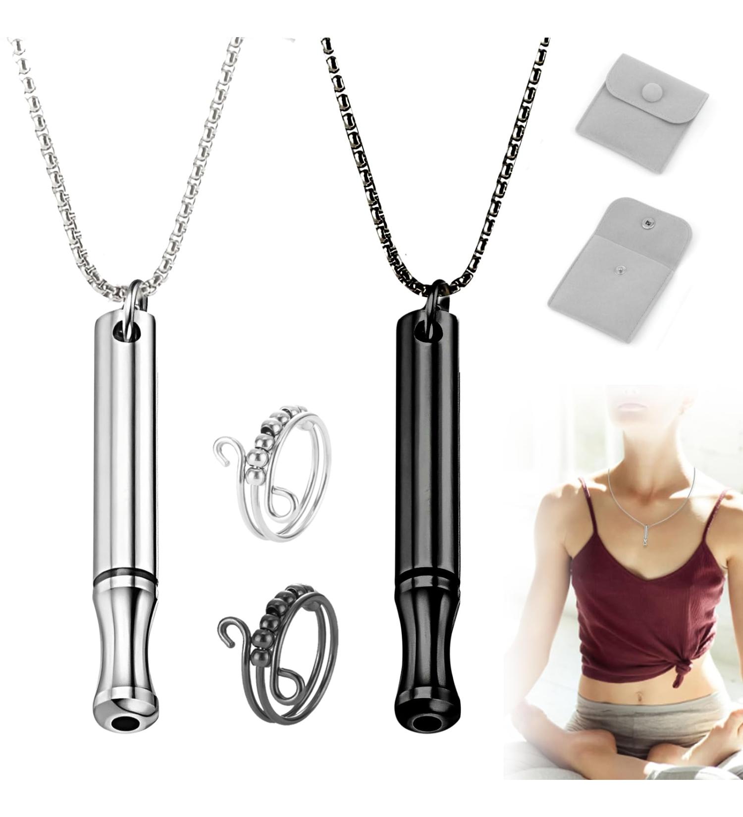 MHDUYEG 4PC Breathing Chain - Stainless Steel Smoking Cessation Aid & Meditation Tool | Mindfulness Relaxation Necklace - Buy Online on GoSupps.com