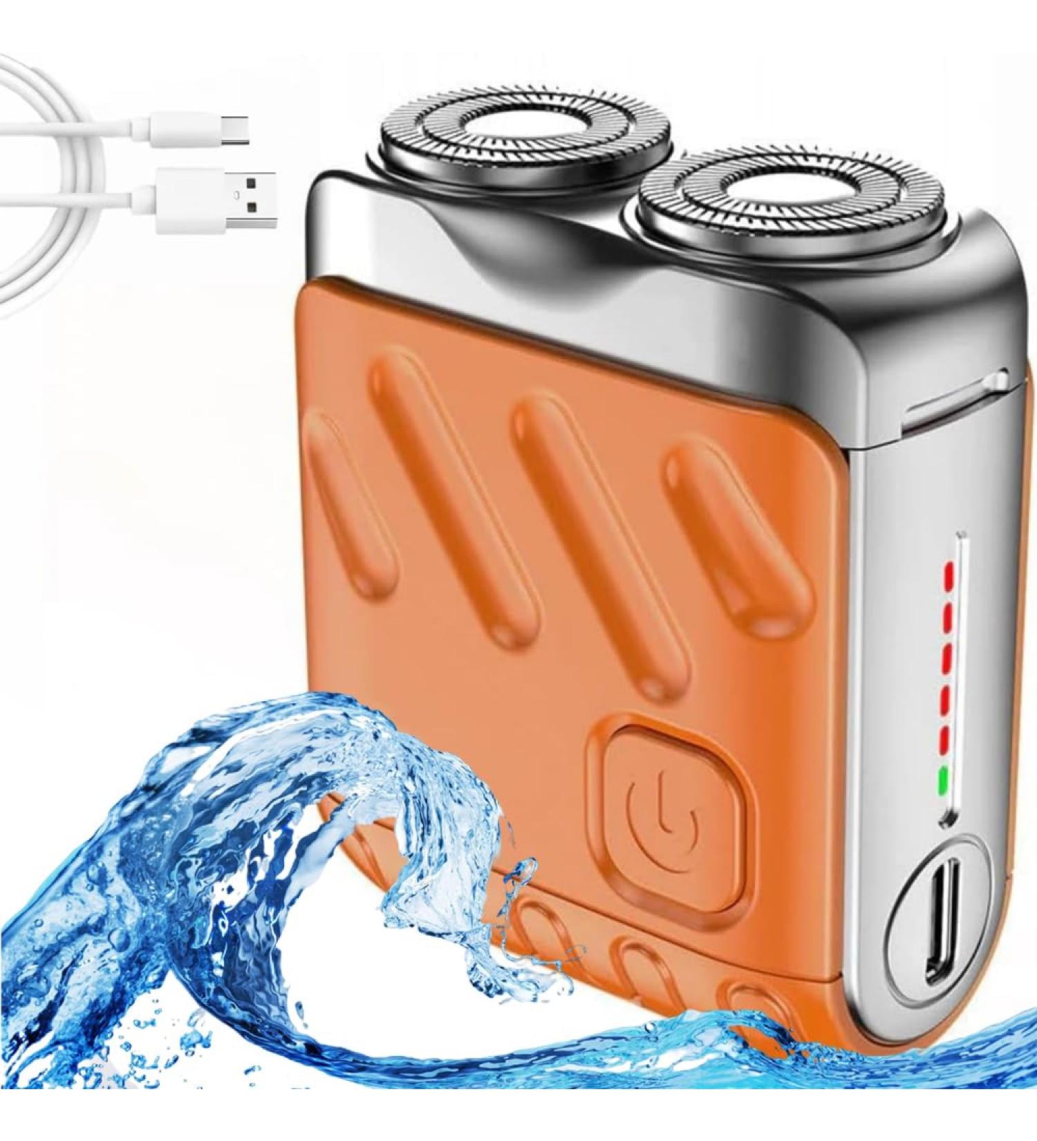 Mini Electric Explosive Shaver Portable Electric Shaver for Men Rechargeable Dual Blade Razor Waterproof USB Fast Charging Compact Travel Size Cordless Face Shaver with LED Power Display (Orange) - Buy Online on GoSupps.com