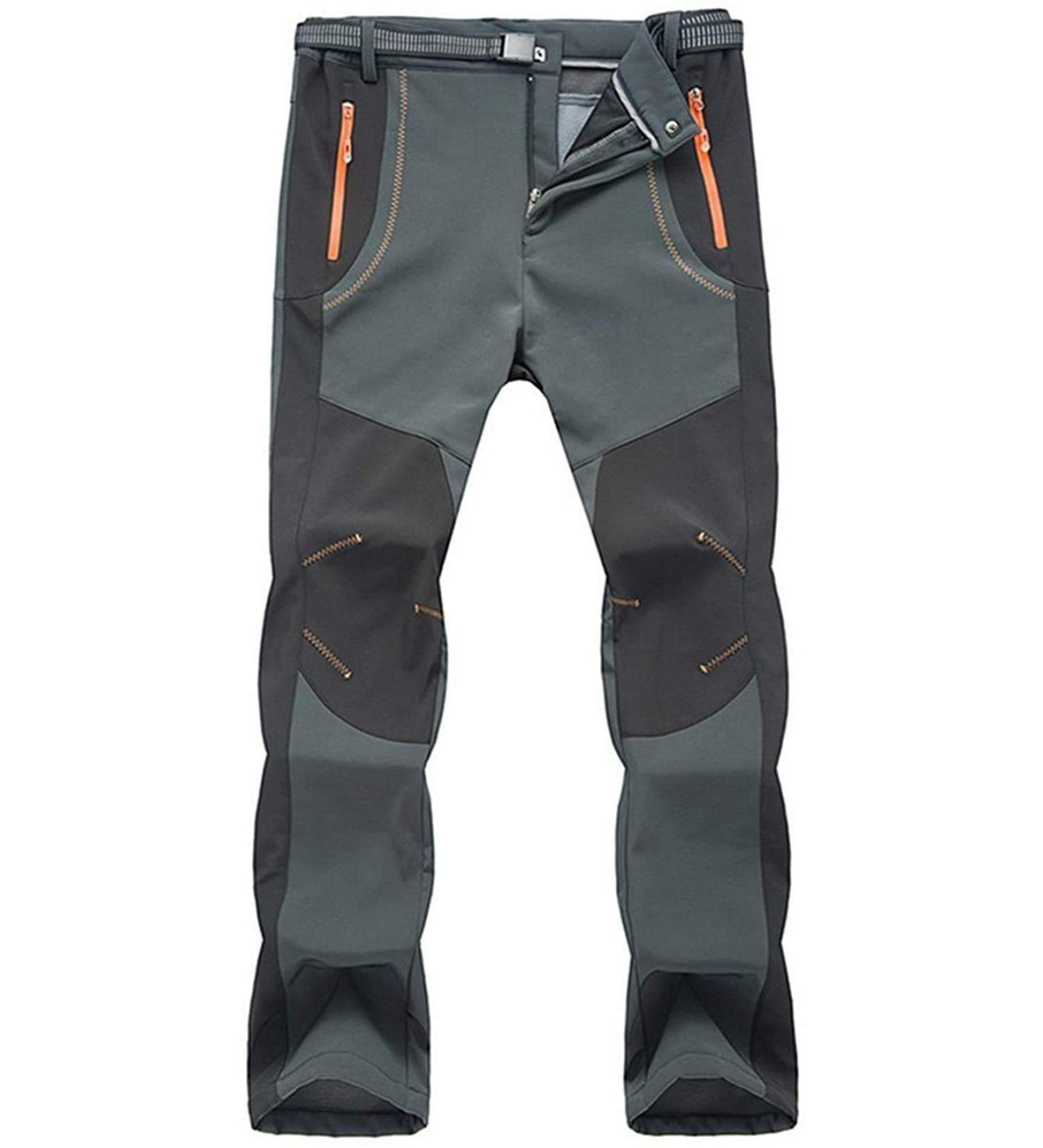 GMTTFOUR Men's Waterproof Snow Ski Hiking Pants - Fleece Lined, Reinforced Knees, Zipper Pocket - Grey01 Large - Buy Online on GoSupps.com