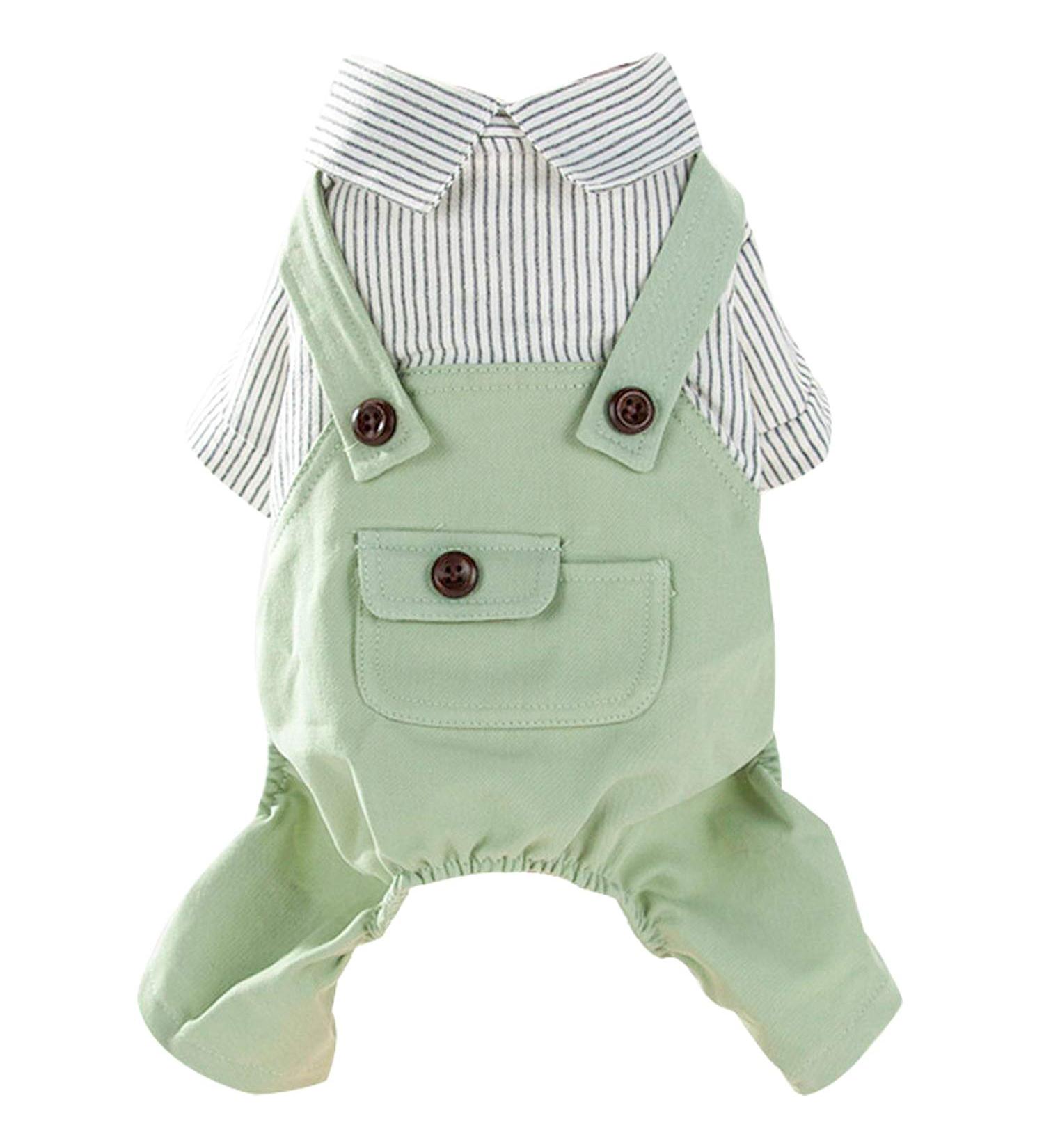 HOODDEAL Dog Striped Shirts Cozy Breathable Denim Overalls Pet Jumpsuit Cute Stretchy Puppy Christmas Costumes Outfits (XL  Green) XL Green - Buy Online on GoSupps.com