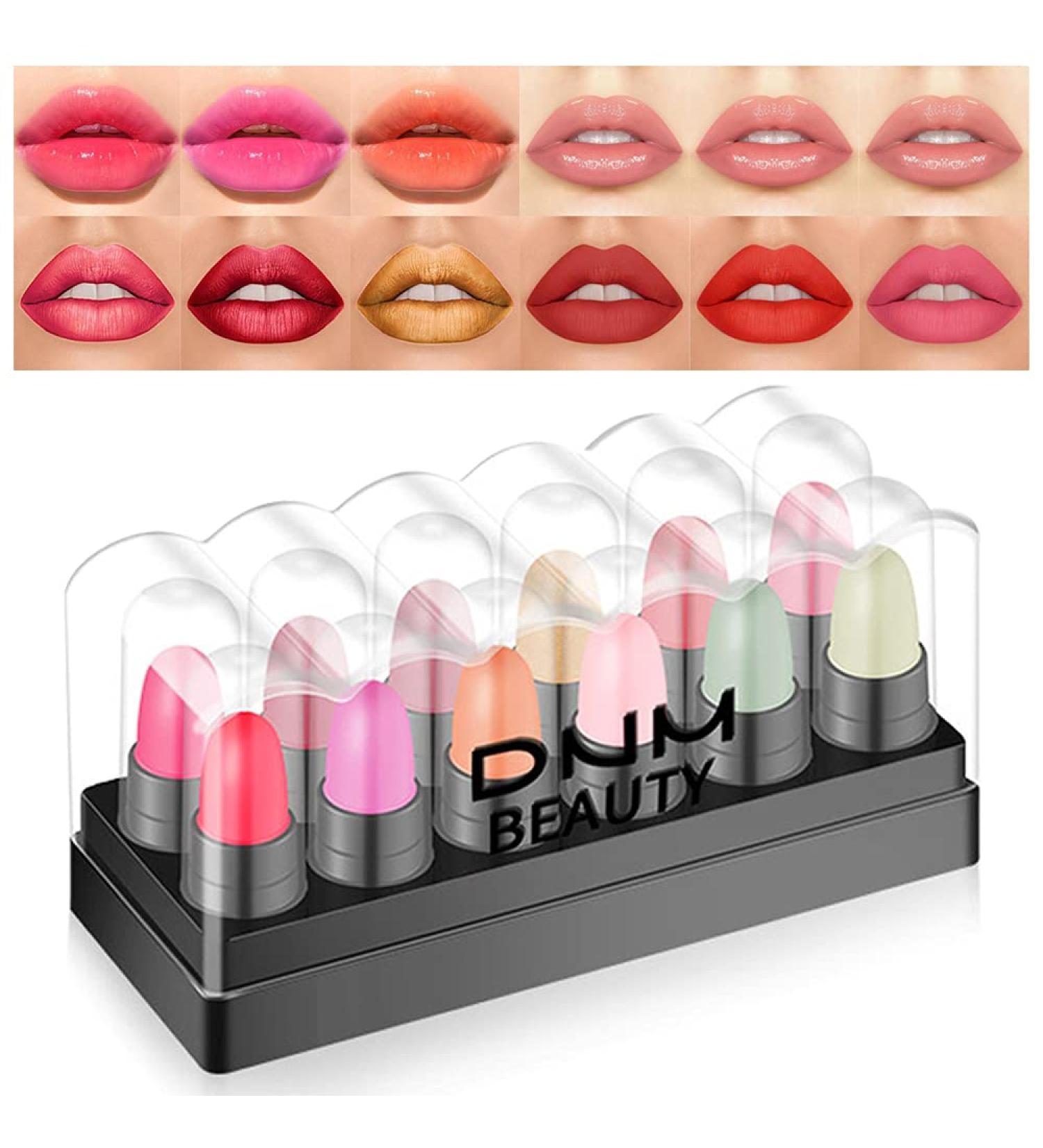 12Pcs Capsule Pills Lipstick Set for Women - 3 Changing Color Jelly, 3 Flavor Lip Balm, 3 Matte, 3 Metallic - 12 Count - Buy Online on GoSupps.com