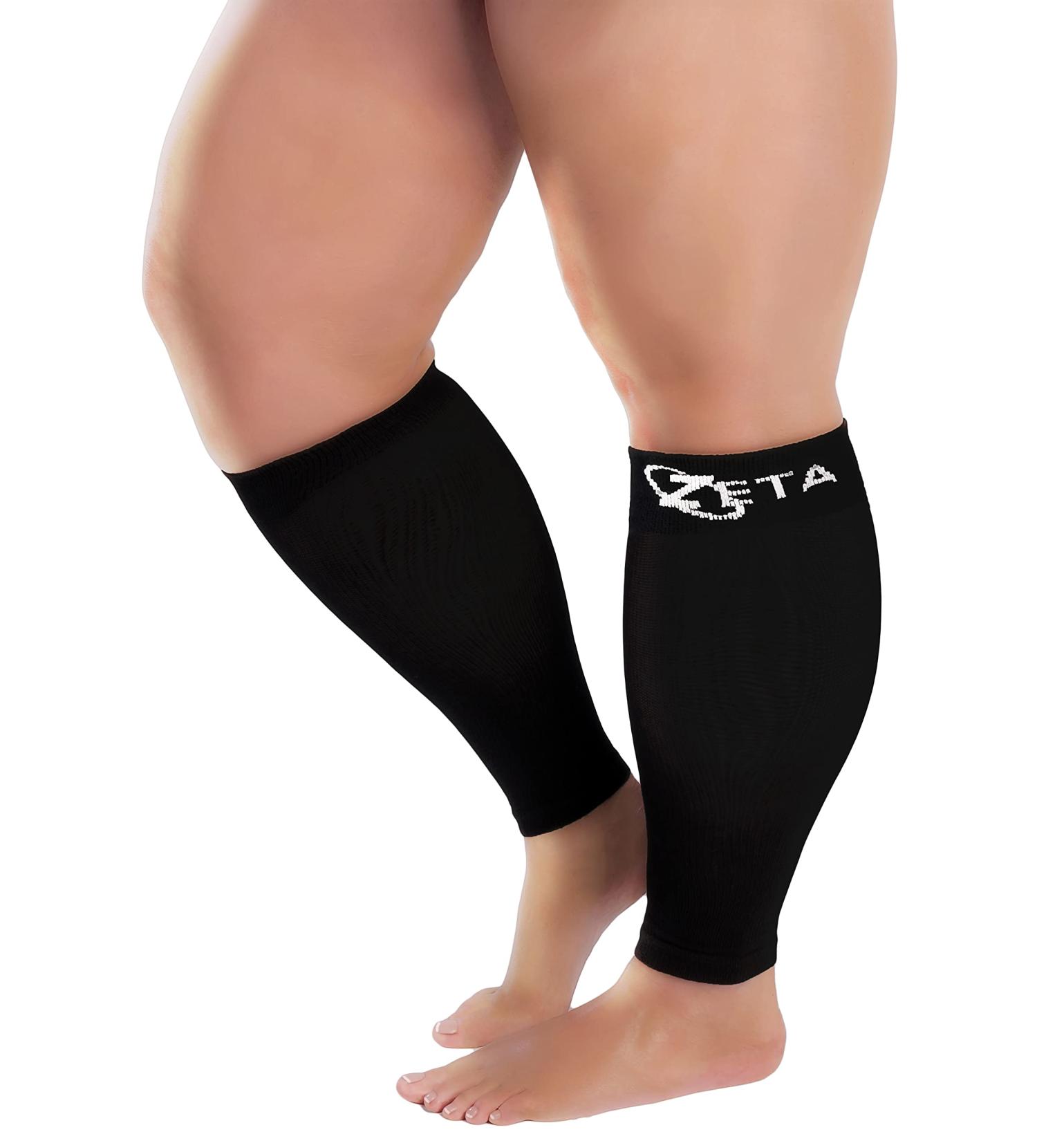 Zeta Wear Compression Stockings for Thick Calves - Comfortable Short Length Calf Cover with Large Cuffs | 4XL Black - Buy Online on GoSupps.com