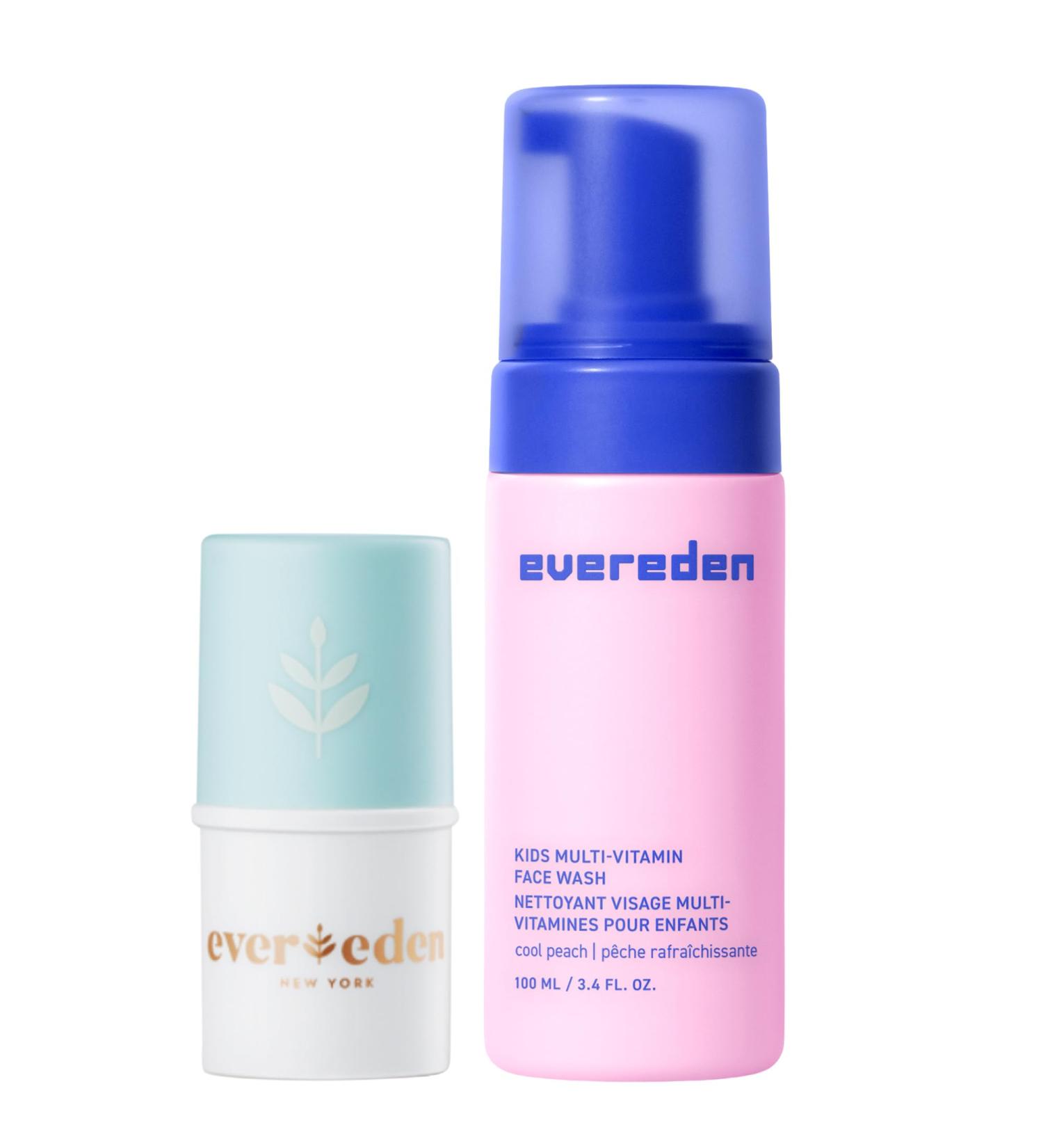 Evereden Kids Face Wash: Cool Peach 1.7 oz. & Kids Lip Balm 0.13 oz | Clean and Non-Toxic Products | Multi-Vitamin Skin Care for Toddlers - Buy Online on GoSupps.com