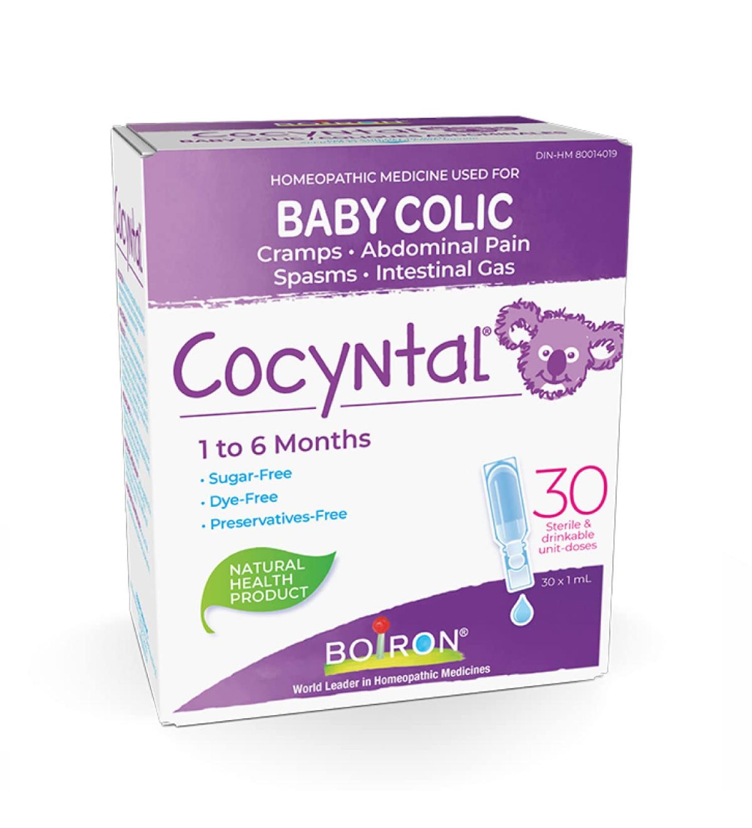 Boiron Cocyntal used for the relief of baby colic: abdominal pain cramps spasms and intestinal gas. 30 unit-doses 1 box - Buy Online on GoSupps.com