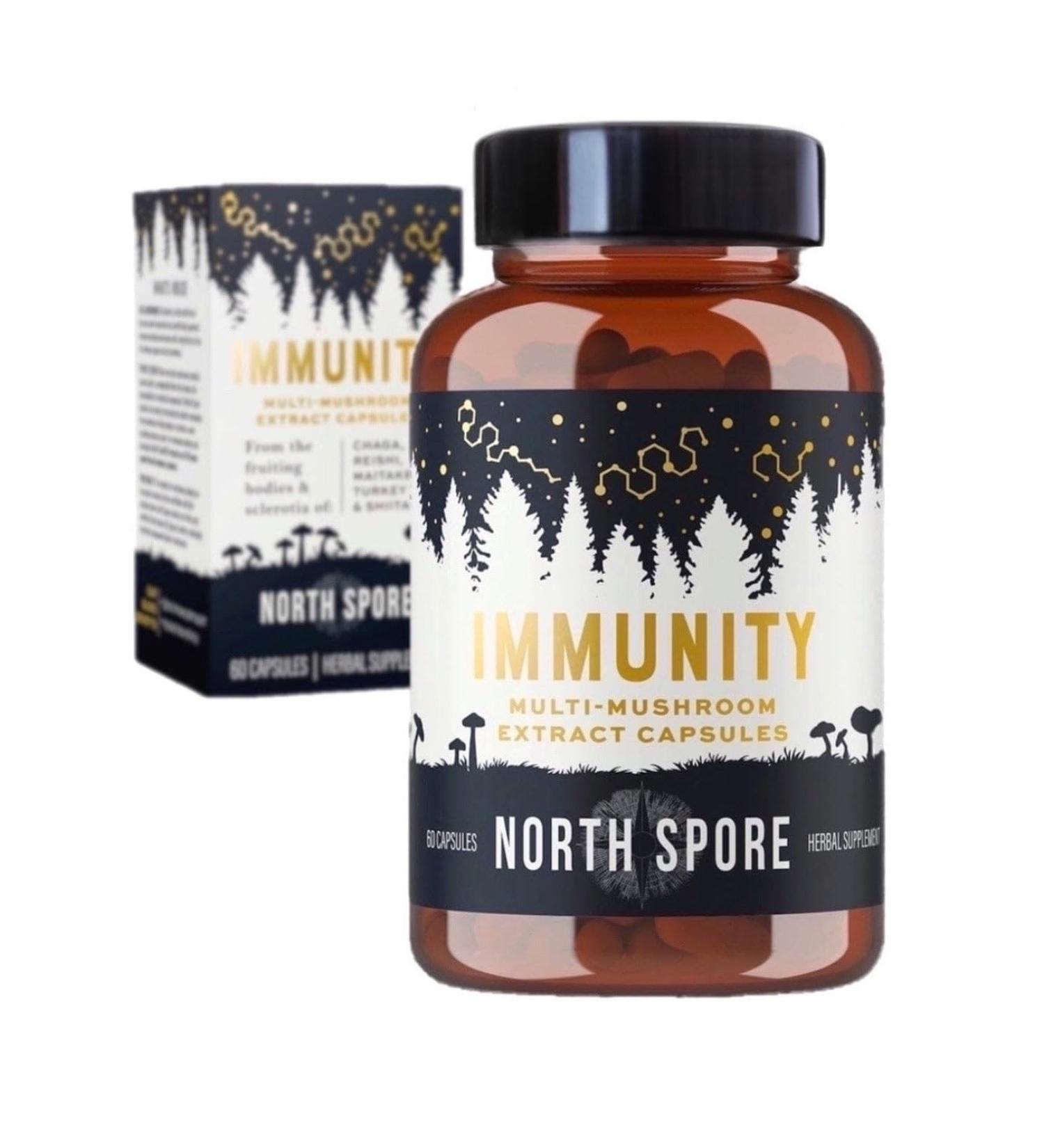 North Spore Immunity Mushroom Supplement Capsules | Organic Turkey Tail Chaga Reishi Maitake Shiitake Blend | Immune Functions & Balanced System Response | 100% Fruiting Body Extracts - 60ct - Buy Online on GoSupps.com